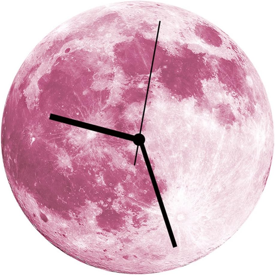 Yvettevans Classic Moon Pendulum Night Glowing Wall Clock Home Ornament Decor (Pink Moon)