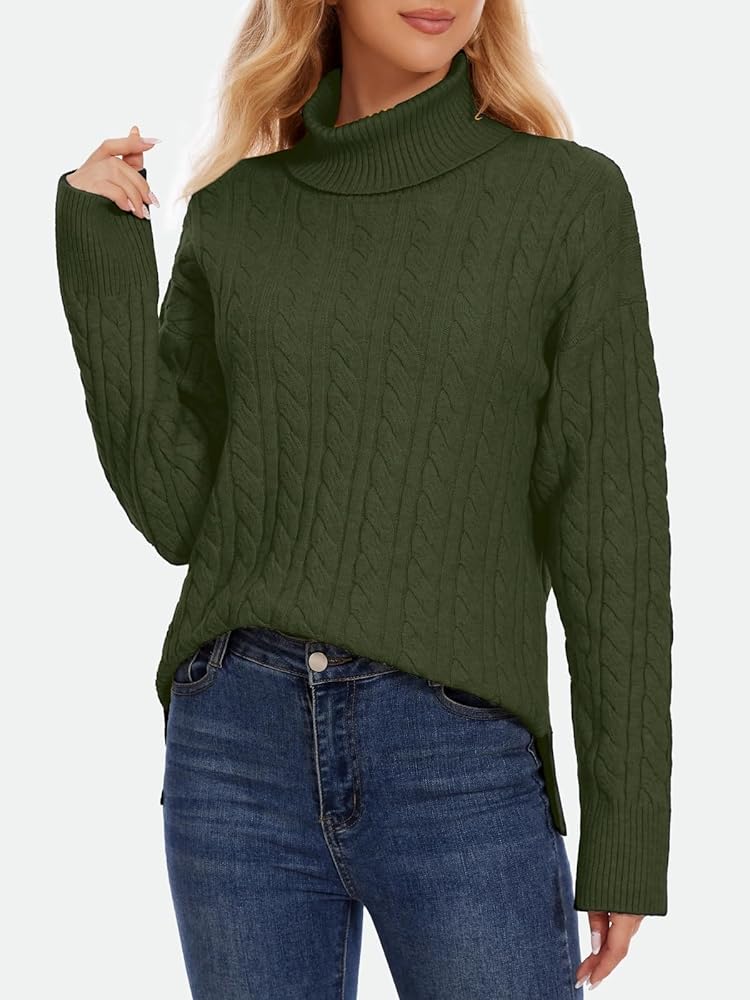 ZANZEA Turtleneck Sweater Women Long Sleeve Oversized
