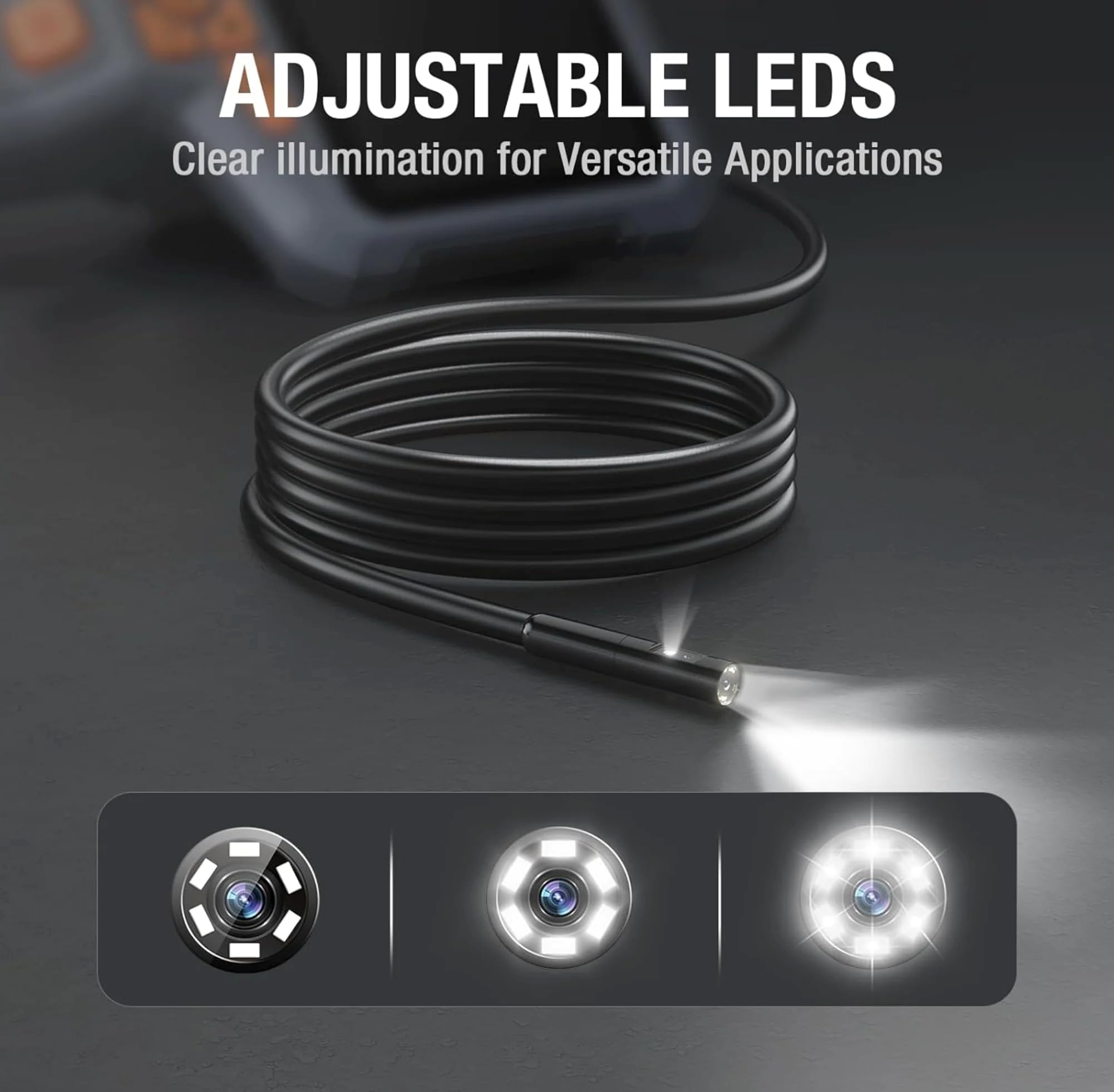 Borescopes endoscopes NTS430 Dual Lens Endoscope Inspection Camera IP67 Waterproof Flexible Cable Sewer Camera 7 Leds(Dual lens-8mm-1M)