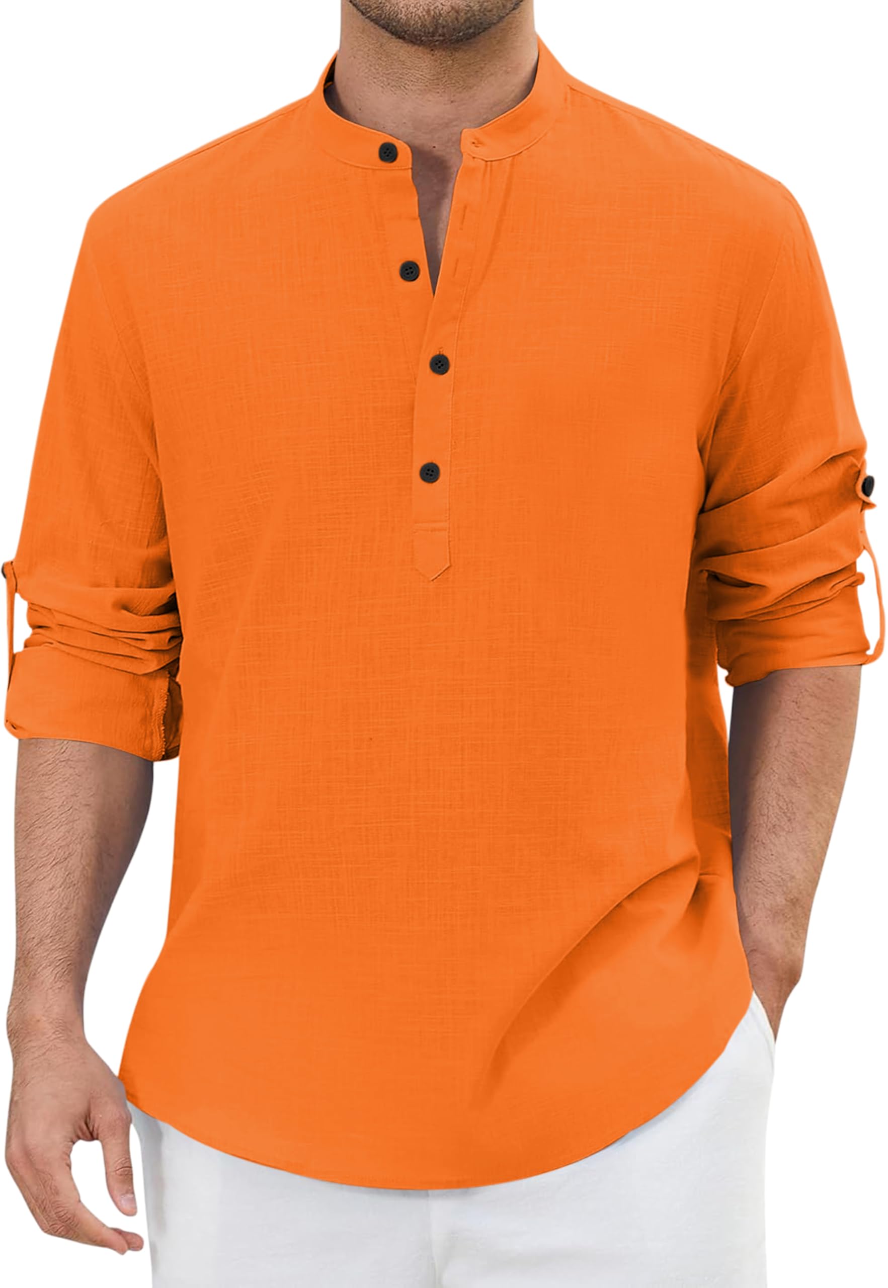 folgen set the trend Folgen Men's Solid Cotton Blend Full Sleeve Straight Kurta Regular Fit Short Kurta Shirt for Men-picture-41