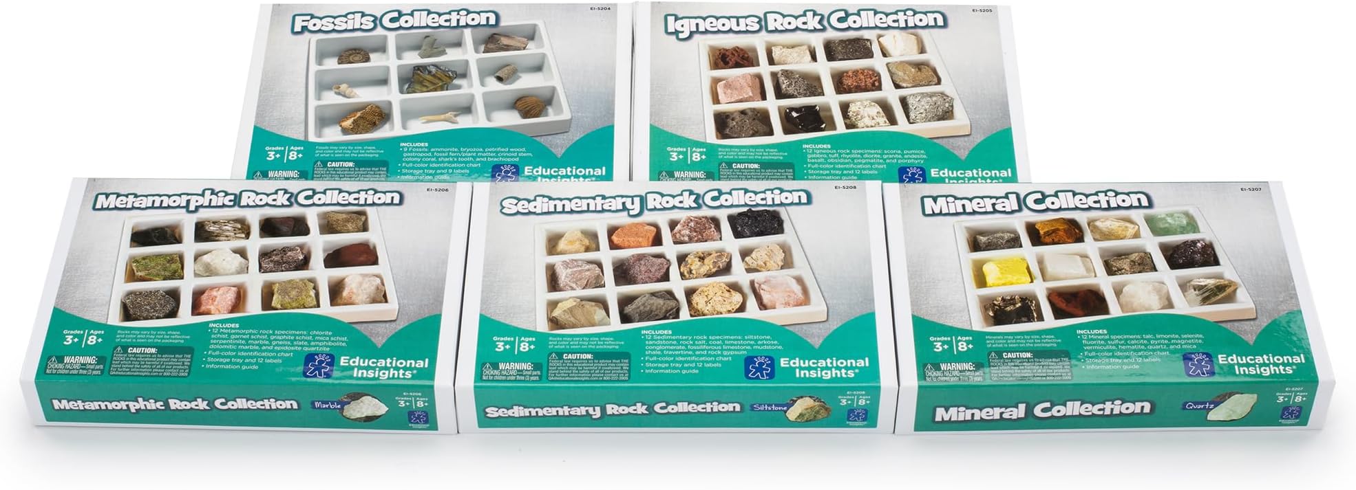 Educational Insights Complete Rock, Mineral, & Fossil Collection - Educational Science Kits for Kids, Classroom Rock Collection, Geology Kit, STEM Sets and Gifts for Boys and Girls Ages 8+