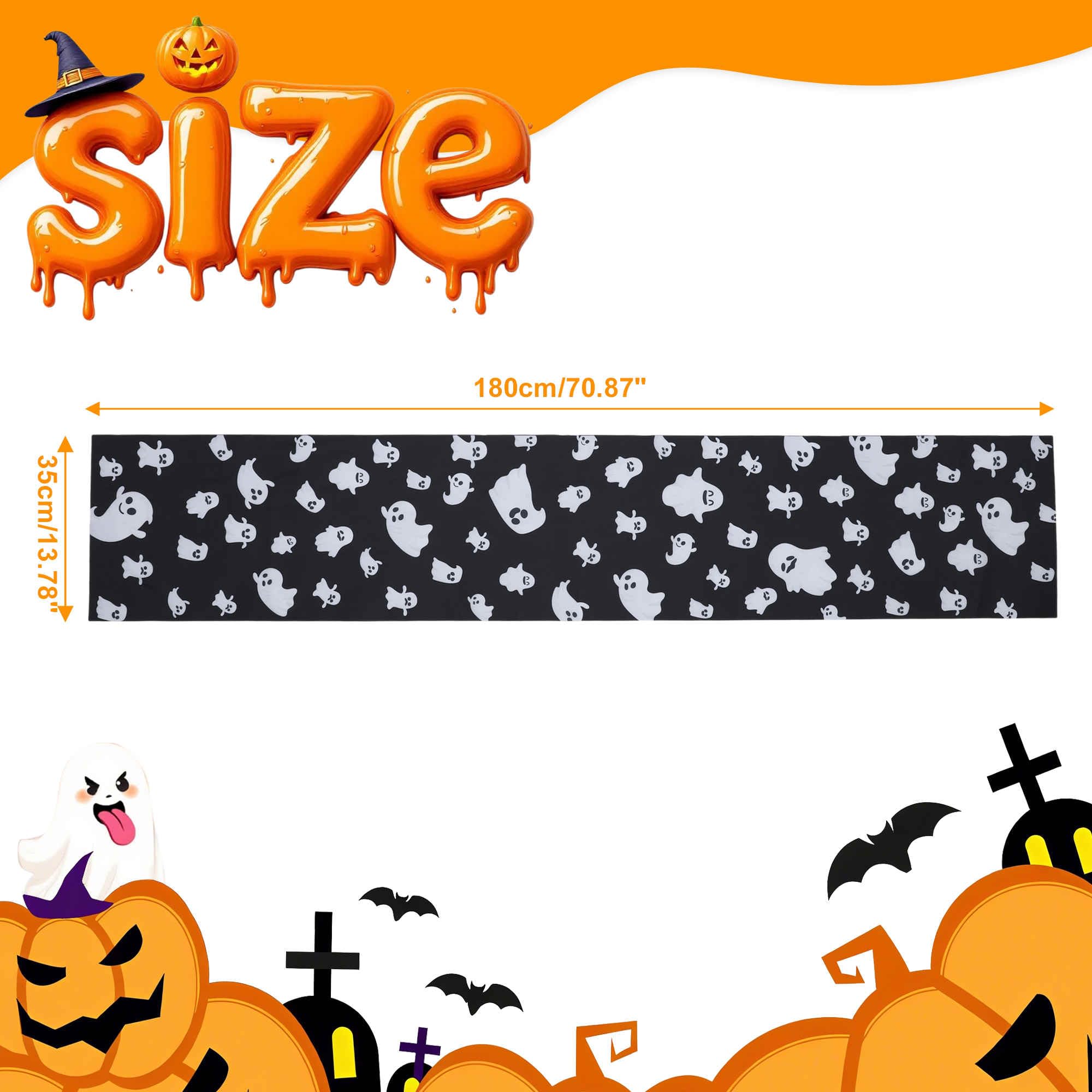 Gyrodymix Table Runners Halloween Ghost Table Runner for Home Kitchen Dining Table Party Decorations Black White - Image 4