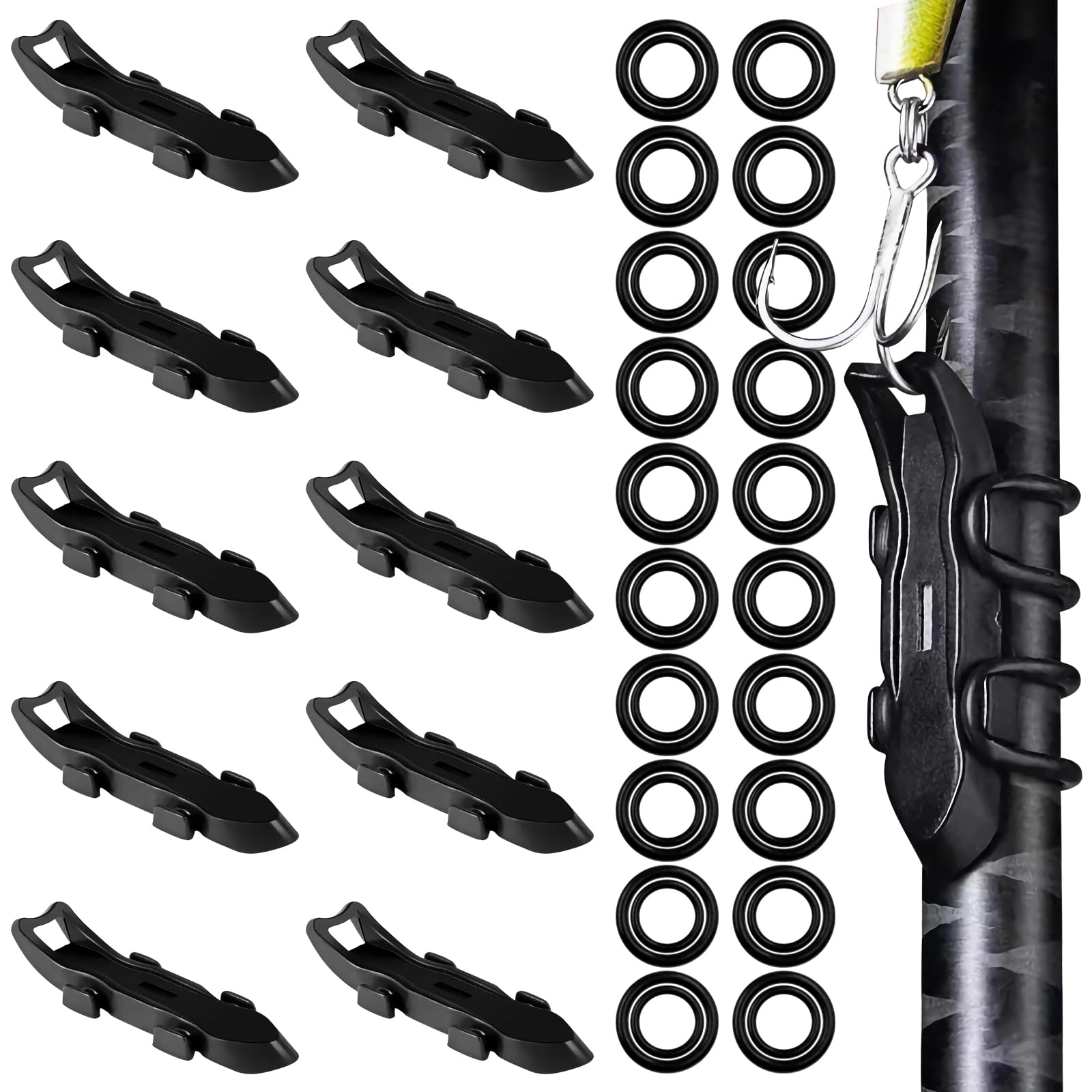 10 sztuk magnetycznych haczyków na przynętę, magnetyczny automatyczny uchwyt na przynętę do wędki, uchwyt na haczyk wędkarski z 2 rozmiarami gumowych uszczelek