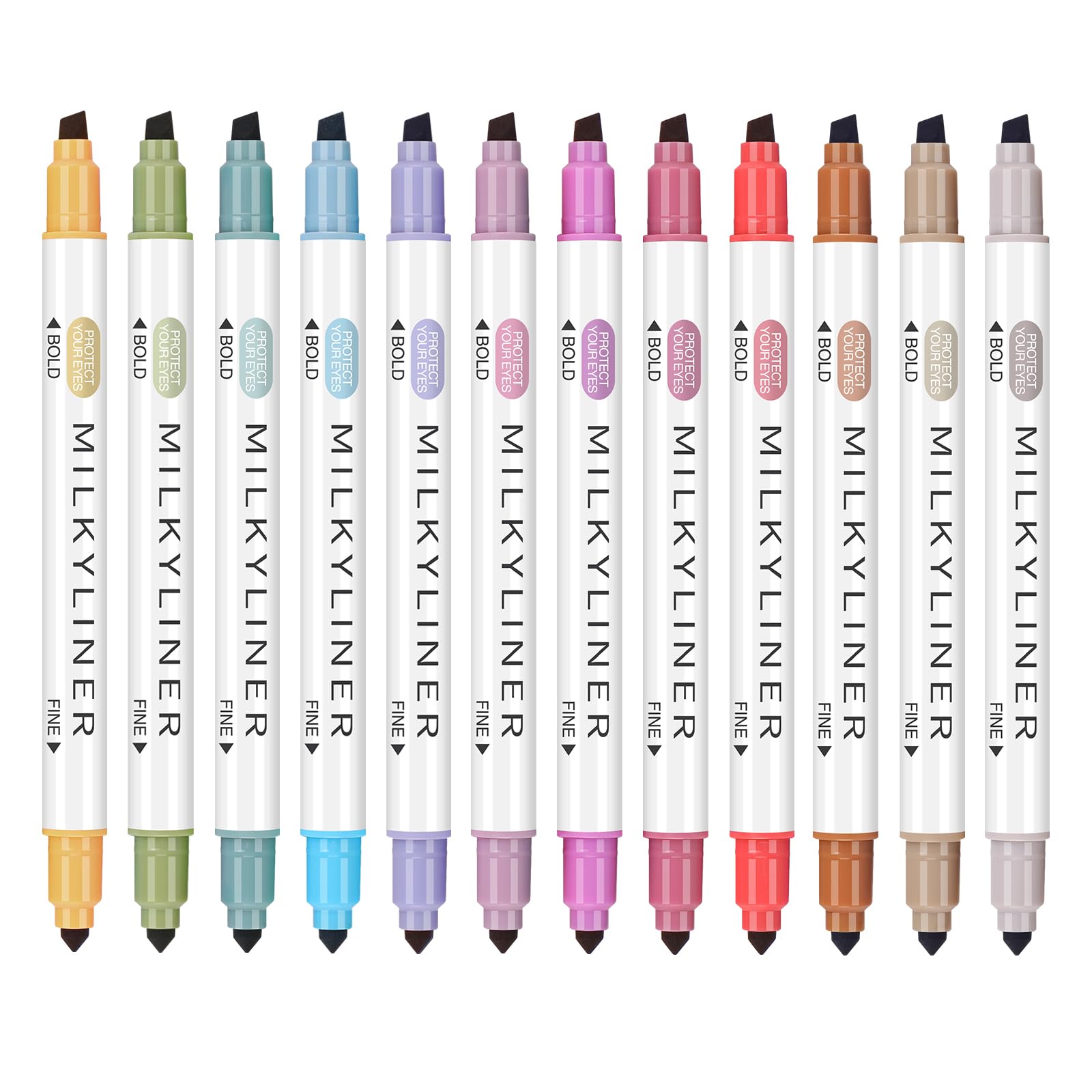 HANKU Pastel Highlighters, 12 Assorted Retro Colors, Dual Tip No Bleed Bible Highlighters, Quick Dry Highlighter Book Markers for Journaling, Bible
