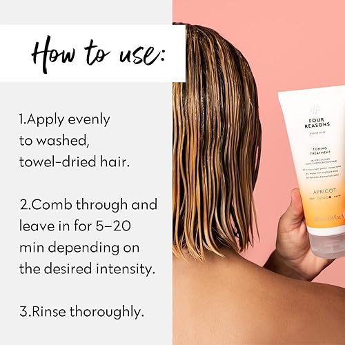 Miniatura 5 de FOUR REASONS Champú depositante de color para cabello teñido (albaricoque, cobre dorado) - Sin sulfato, vegano, 8.5 onzas líquidas