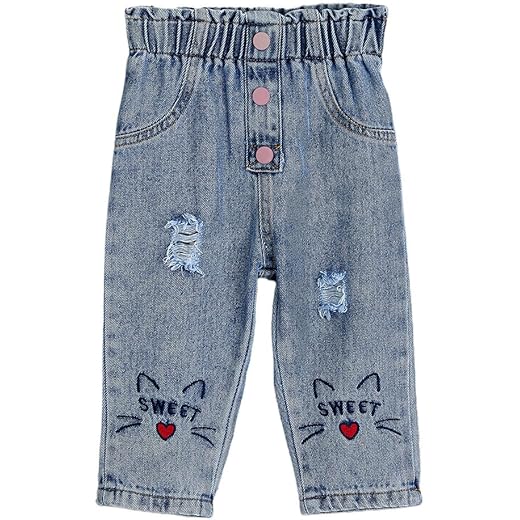 Girls Blue Kitty Jeans