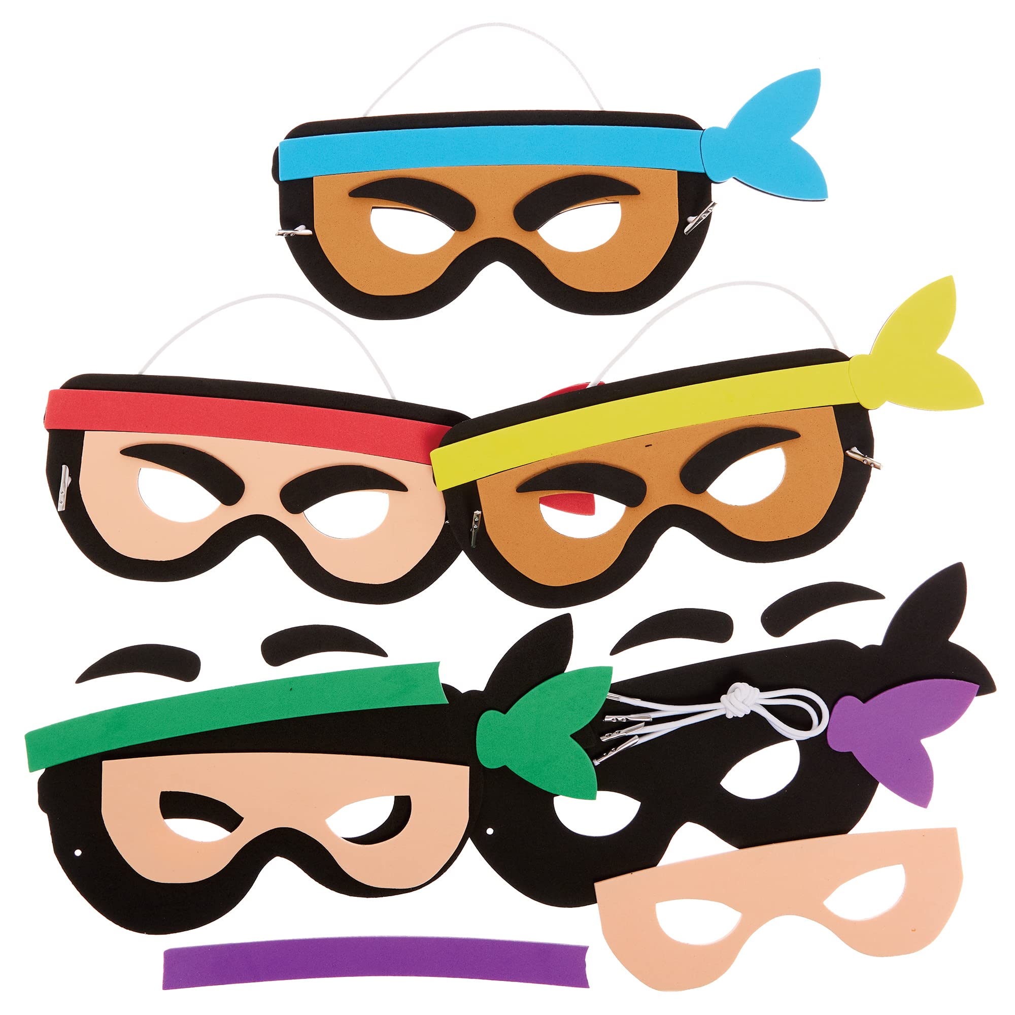 Baker Ross FX852 Ninja Mask Kits - Pack of 5, Arts and Crafts Party Masks for Kids