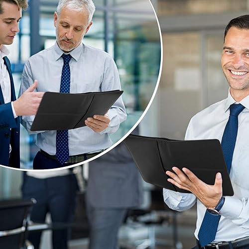 Miniatura 5 de Portafolio Junior Padfolio con bloc de escritura de 5 x 8, carpeta organizadora de negocios A5, estuche de combinación multifunción para Negro