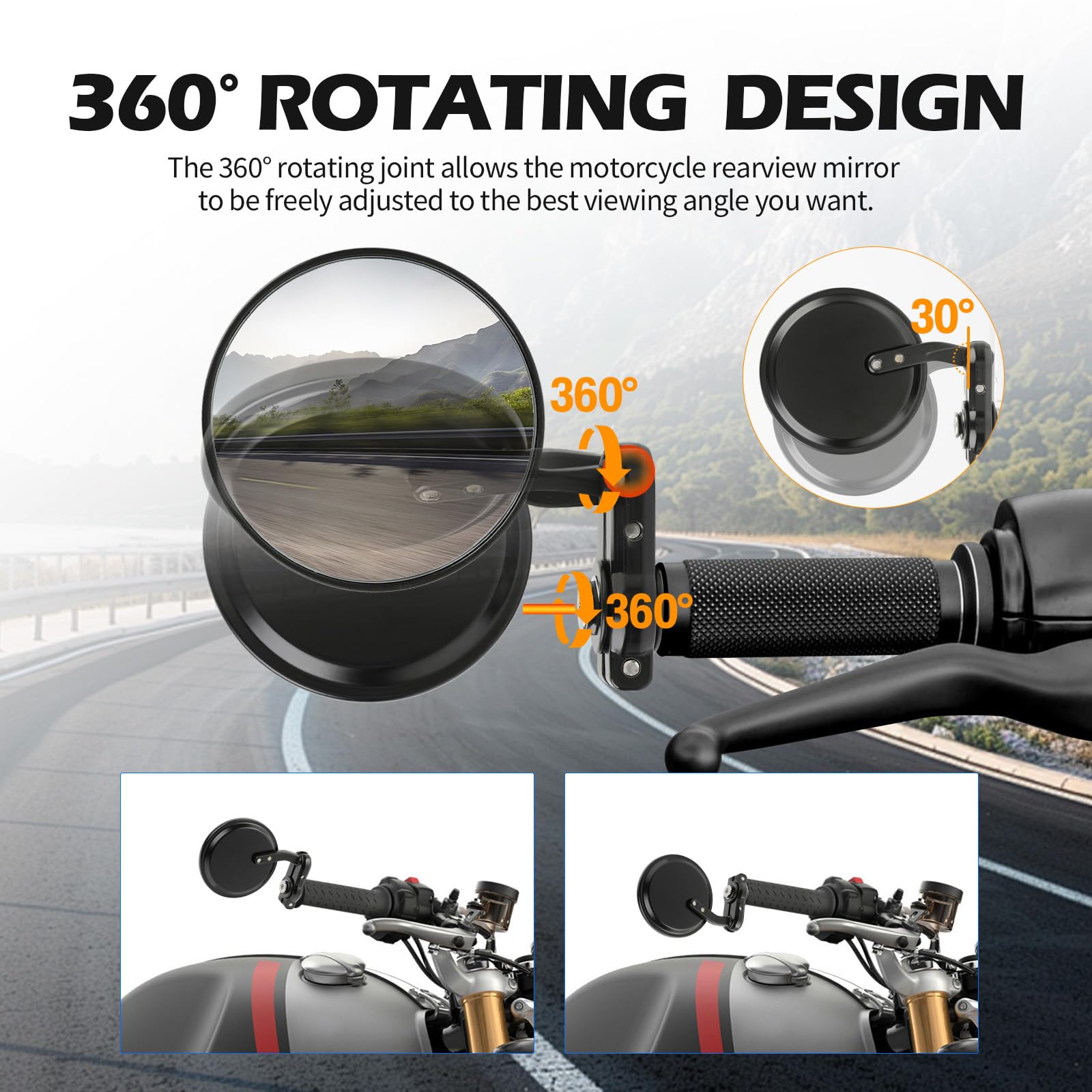 Amazon.com: Black 7/8 22mm Universal Round CNC Motorcycle Rear