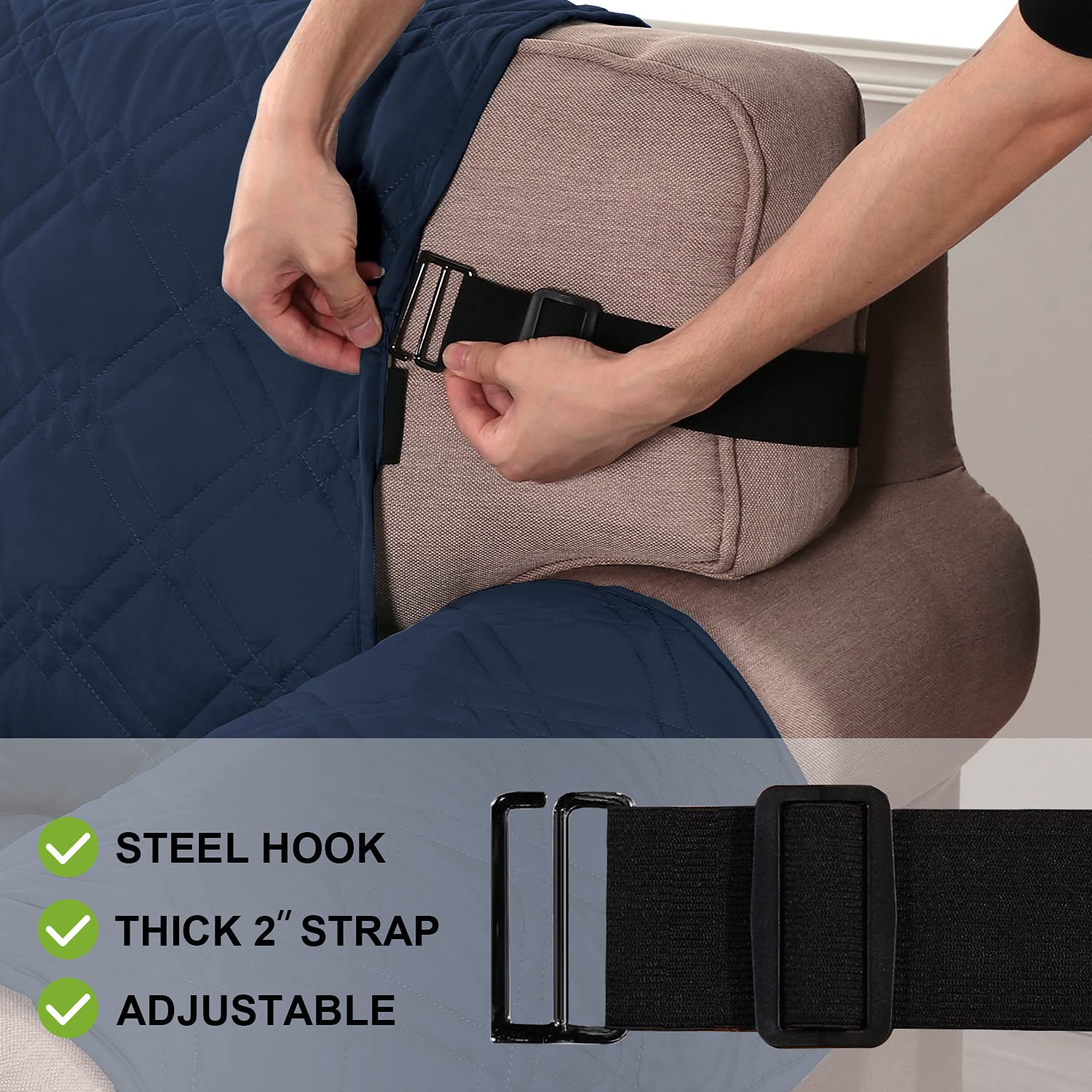 Turquoize 100% Waterproof Couch Cover for Pets Couch Cover Protector for 3 Cushion Couch Non-Slip Sofa Protector Furniture Cover with Elastic Straps, Machine Washable, Sofa 68", Navy