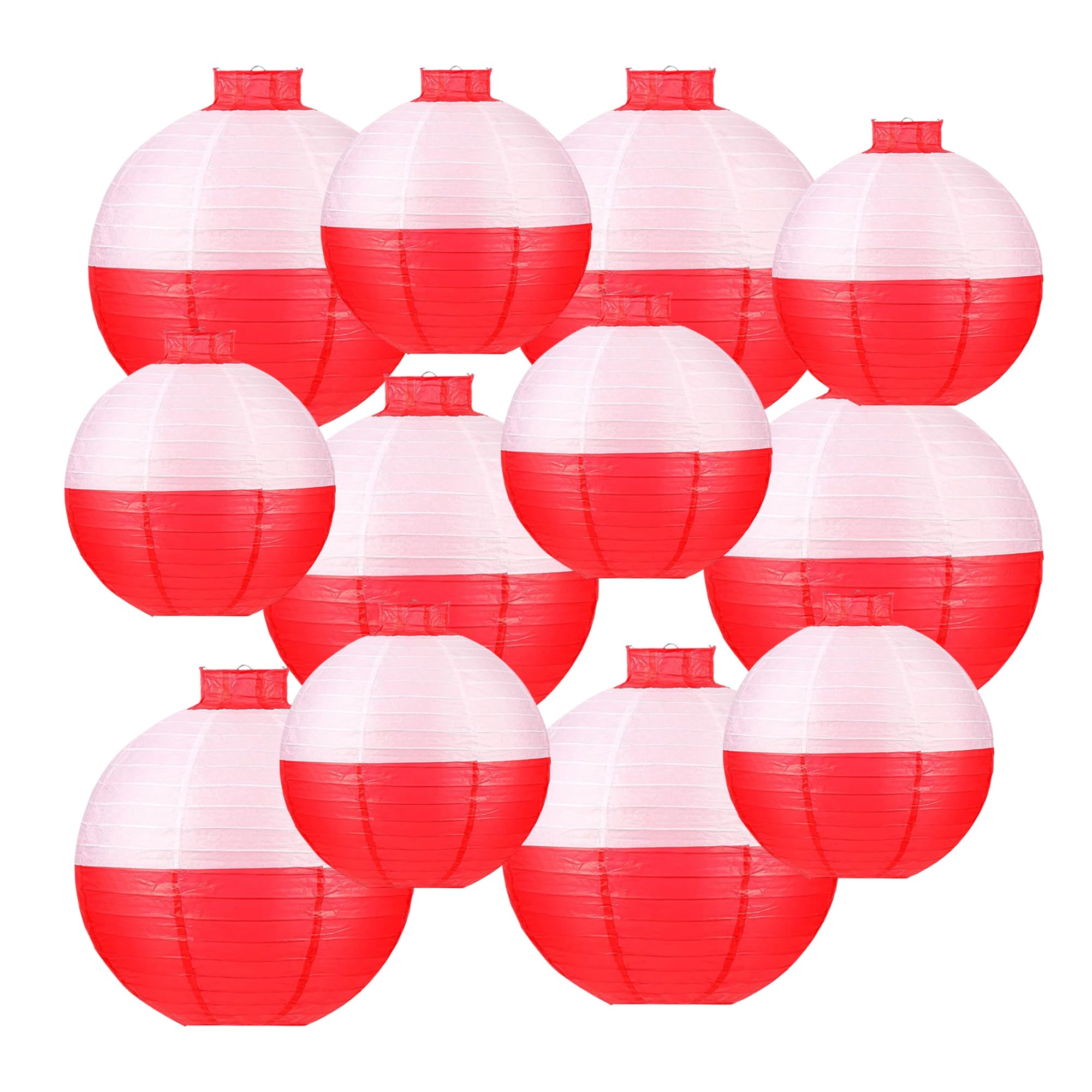 12 lanterne di carta da appendere a forma di pesce a nido d'ape, lanterne di carta rosse e bianche per la pesca, decorazioni per feste a tema, forniture per decorazioni di compleanno