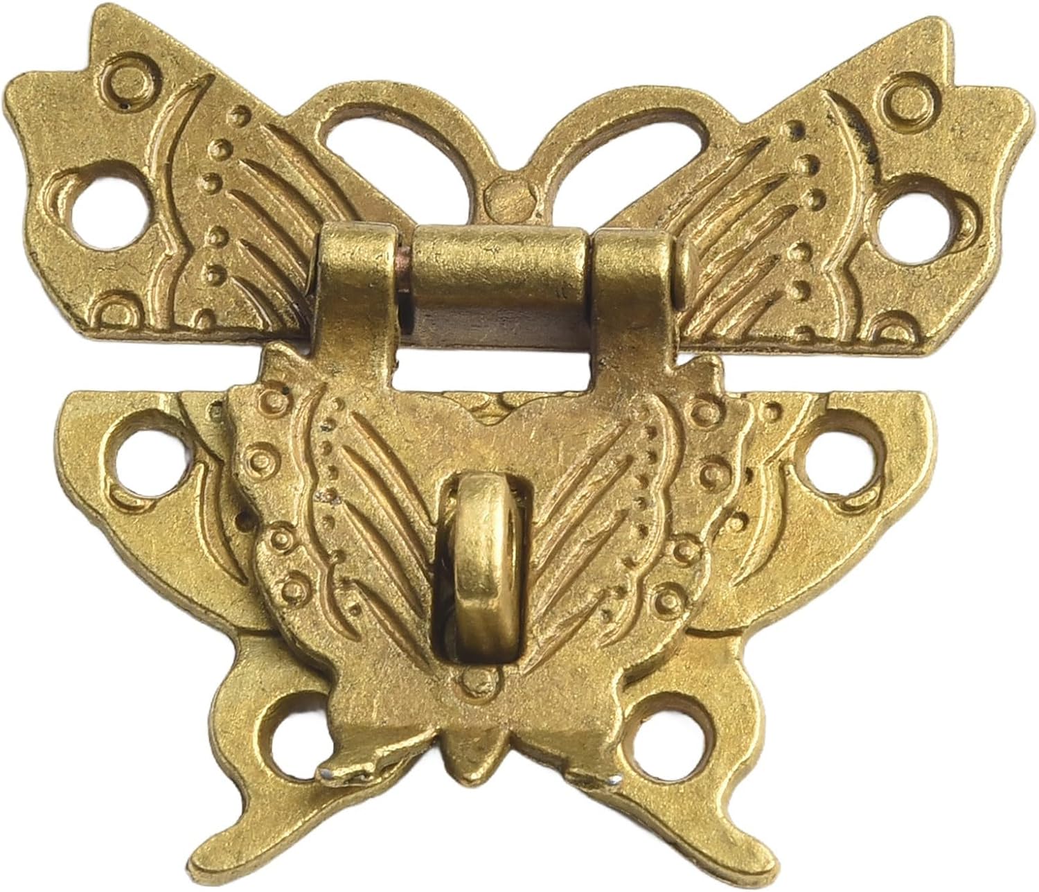Butterfly Shaped Antique Bronze Hasp Latch Lock with Screws for Wooden Jewelry Boxes and Vintage Storage Boxes Zinc Alloy (Green bronze)