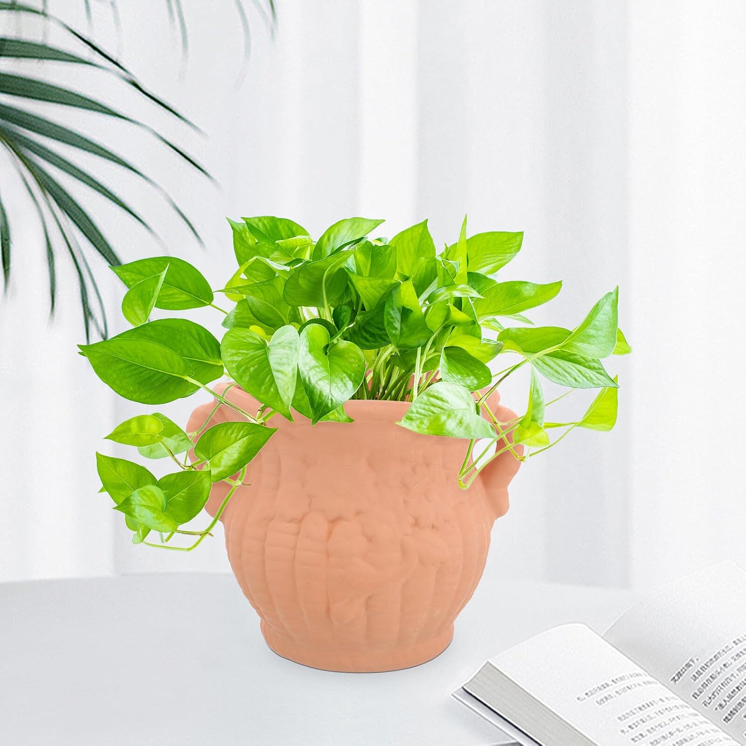 Wall Mounted Hanging Planter Pot for Indoor and Outdoor Succulents with Sunflower Design, Tilted Ceramic Flower Pot for Vertical Garden and Balcony Decoration