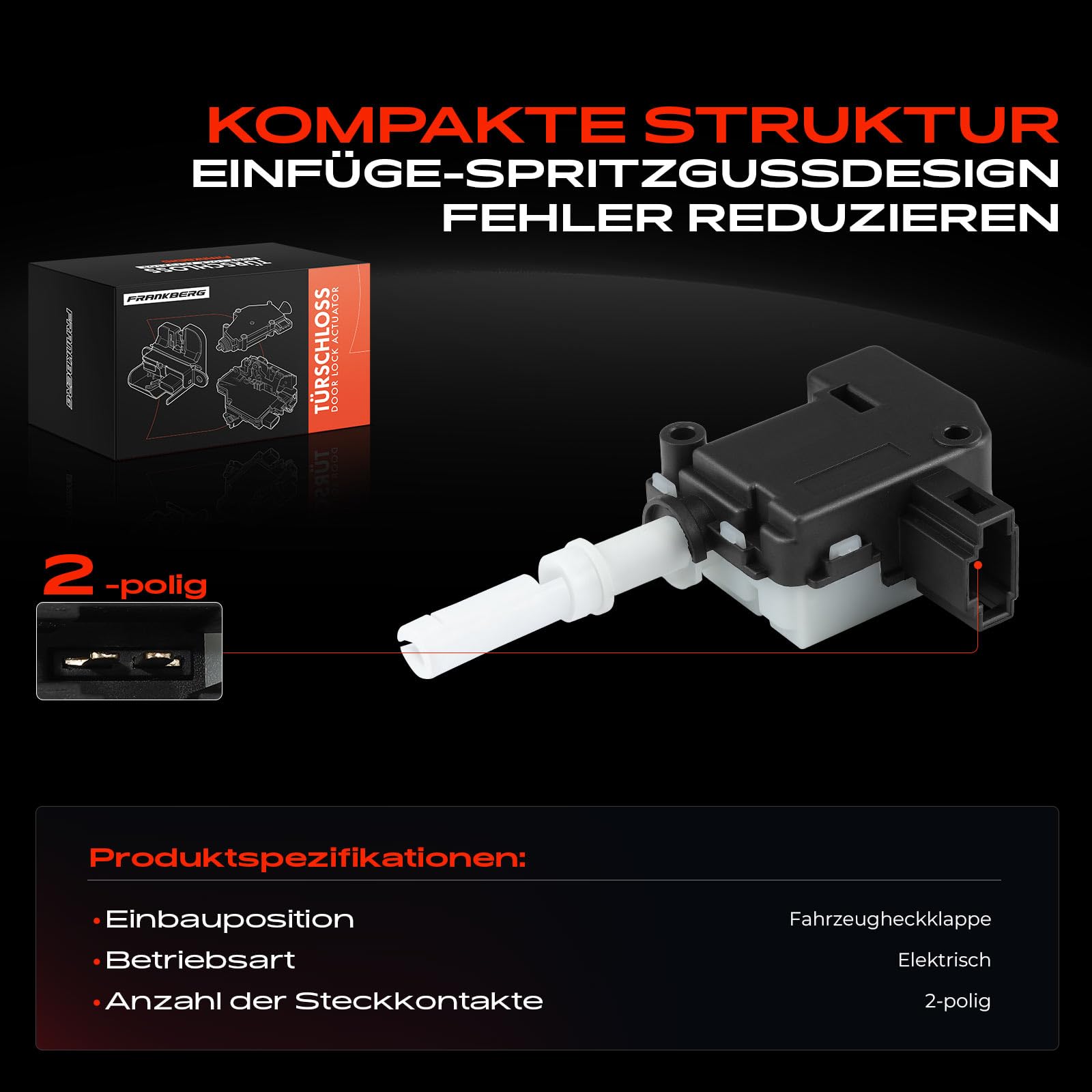 Frankberg 1x Türschloss Heckklappenschloss Zentralverriegelung Kompatibel mit A3 8P1 2003-2012 A3 Cabriolet 8P7 2008-2013 A4 8E2 B6 2000-2004 A6 Avant 4B C5 1999-2005 Replace# 4B9962115B