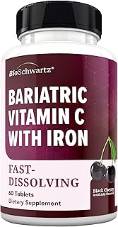 BioSchwartz Bariatric Vitamin C with Iron 45mg Chewable Tablets - 30 Servings, 60 Tablets - Sugar-Free, Fast-Dissolving Bariatric Iron Supplement for Women - Gentle on Stomach, Black Cherry Flavored