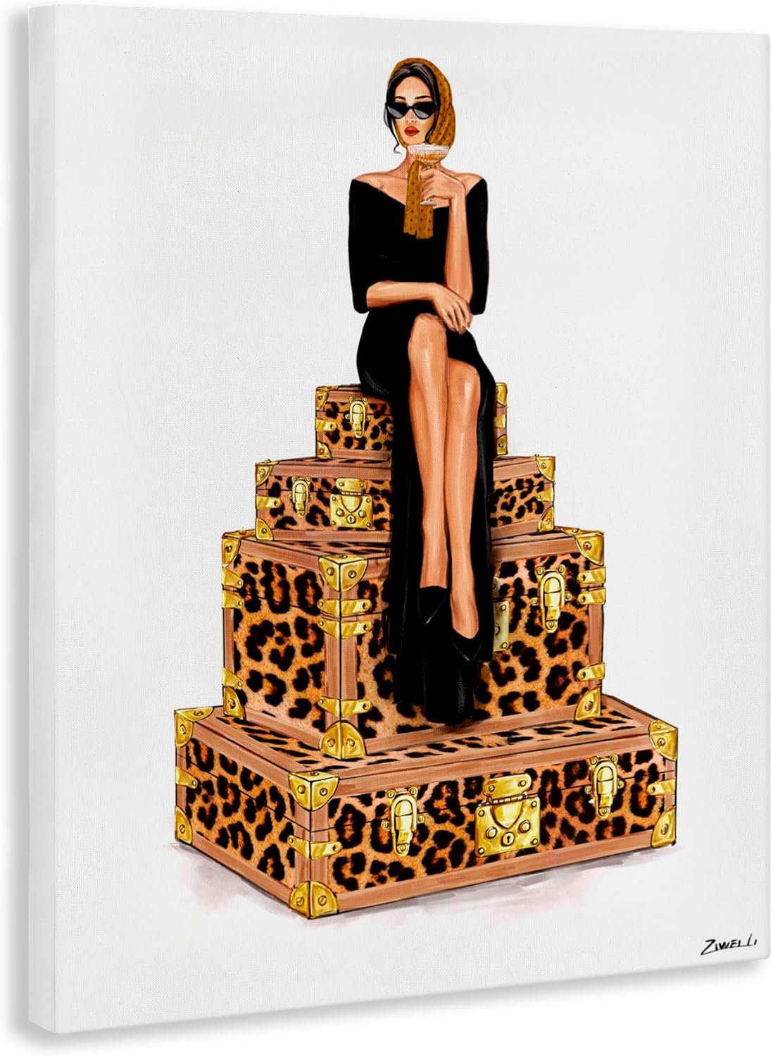 Stupell Industries Stylish Gal and Suitcases Canvas Wall Art design by Ziwei Li, 48 x 36 - Image 3