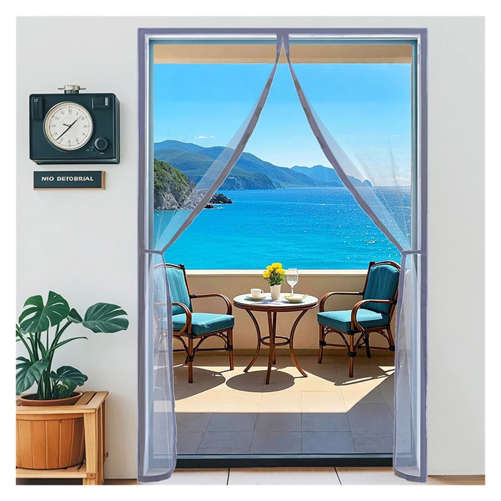 TXLEAPEY Magnetic Net Door Screen Grey Invisible Mesh Summer Automatic Closing Curtain(Width 90cm,Height 225cm)