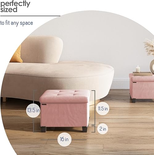 Miniatura 224 de Otomana plegable para dormitorio o sala de estar, con contenedores de almacenamiento, reposapiés para el extremo de la cama, soporta hasta 660 lb,