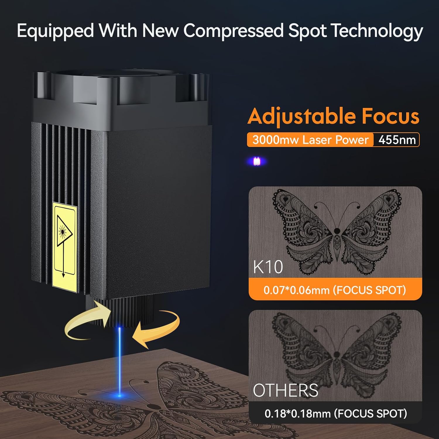 WAINLUXPRO K10 3000mW Laser Engraving Machine,0.01mm Accuracy Laser Engraver, WiFi Connection,DIY Tools for Wood, Leather, Laser Class1,Offline Engraving,Grabadora Láser