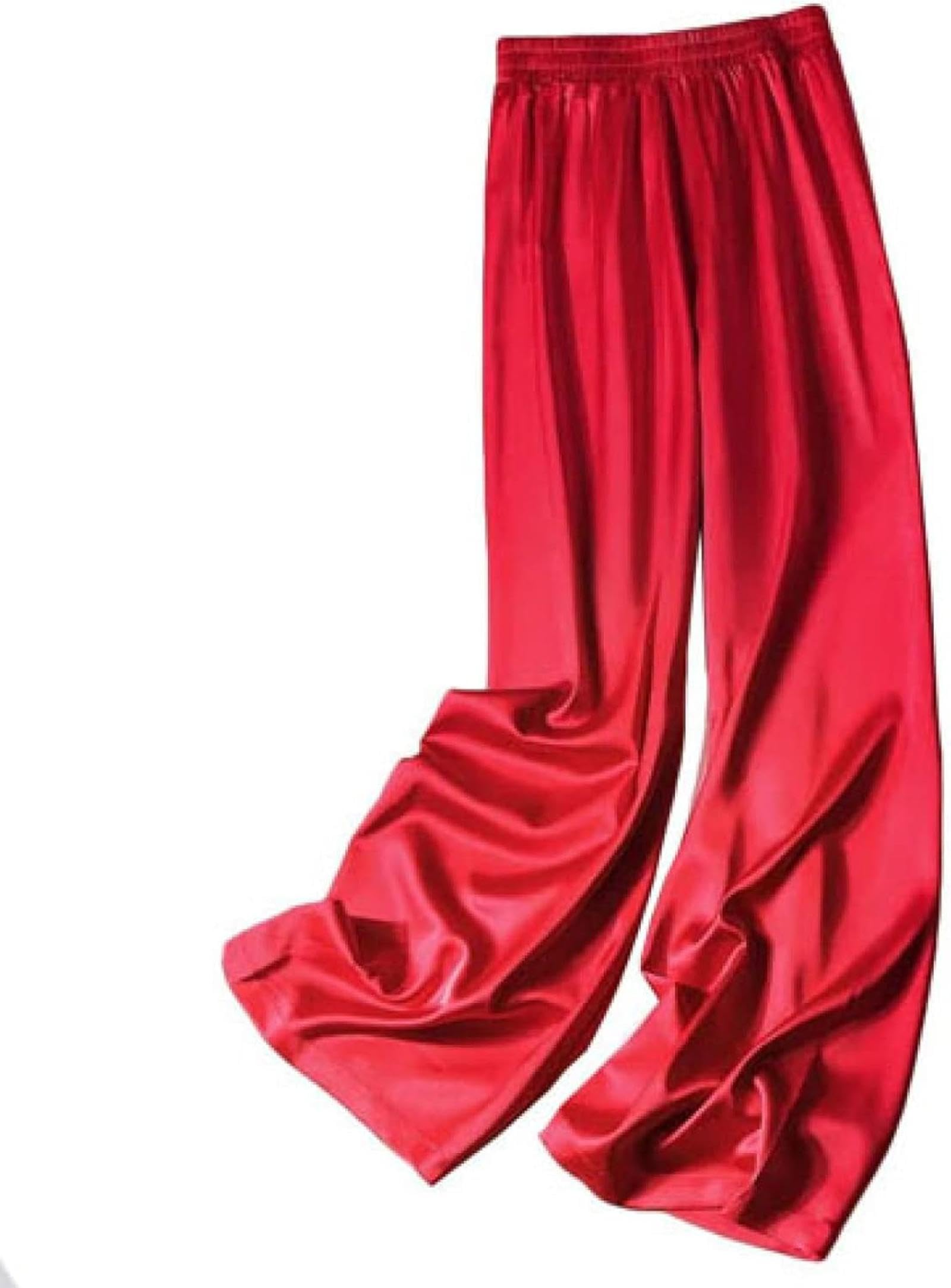Womens Wide Leg Pants Straight Elastic Waist Loose Casual Spring Summer Satin
