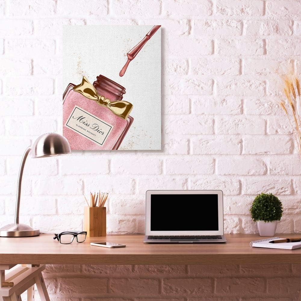 Stupell Industries Makeup Nail Polish Brush Pink Gold Drip Fashion, Design by Artist Ziwei Li Wall Art, 30 x 40, Canvas image 2 of 6 B07YNDXJP5