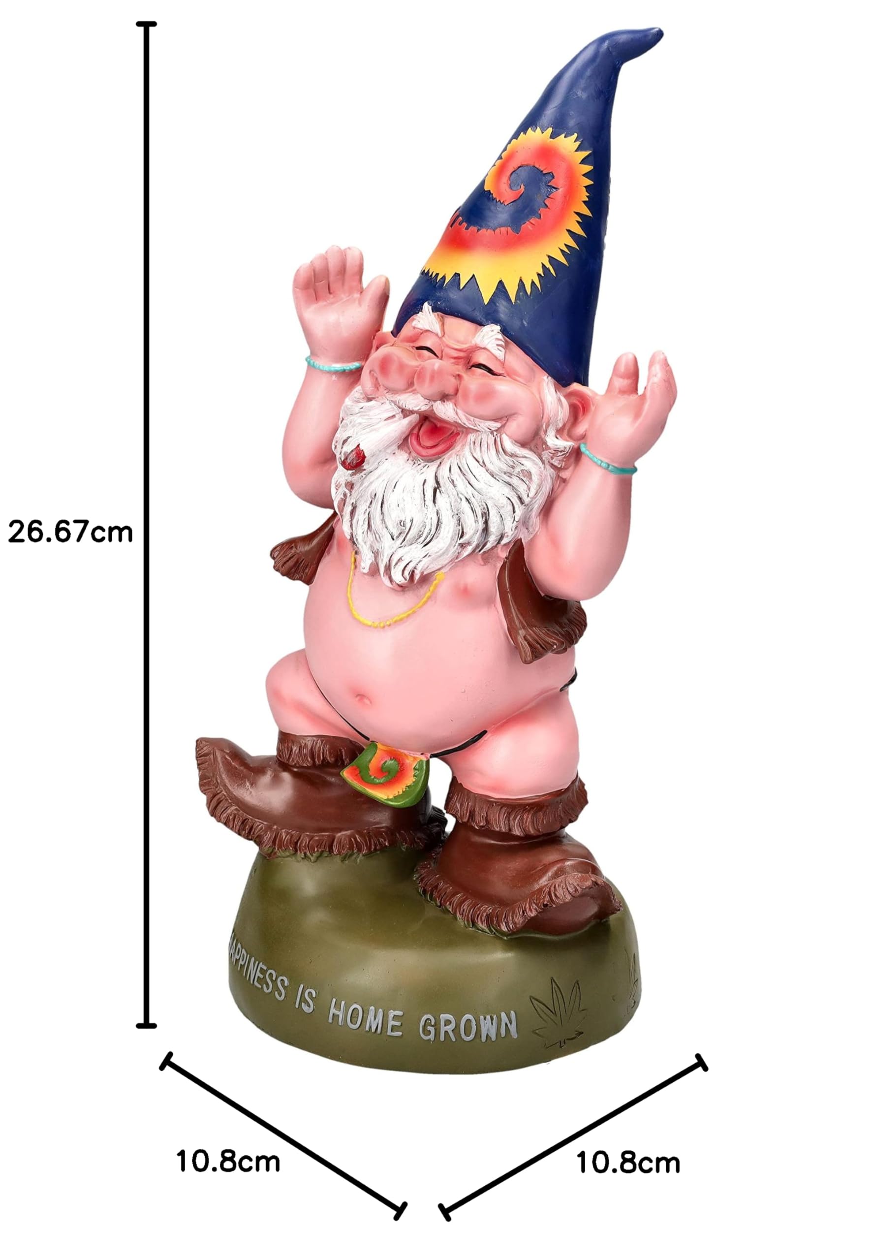 Pacific Giftware Gartenzwerg Figur Hippie Gnom Freudentanz 34,5 cm | Garten Zwerg Statue nackt Kiffer lustig witzig