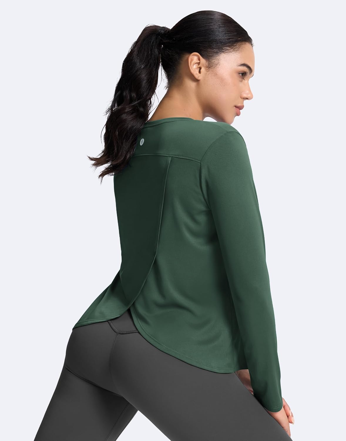 SANTINY Women's Lightweight Long Sleeve Workout Tops Split Back Gym Running Hiking Athletic Shirt Quick Dry UPF 50+ Sun Shirt - Image 4