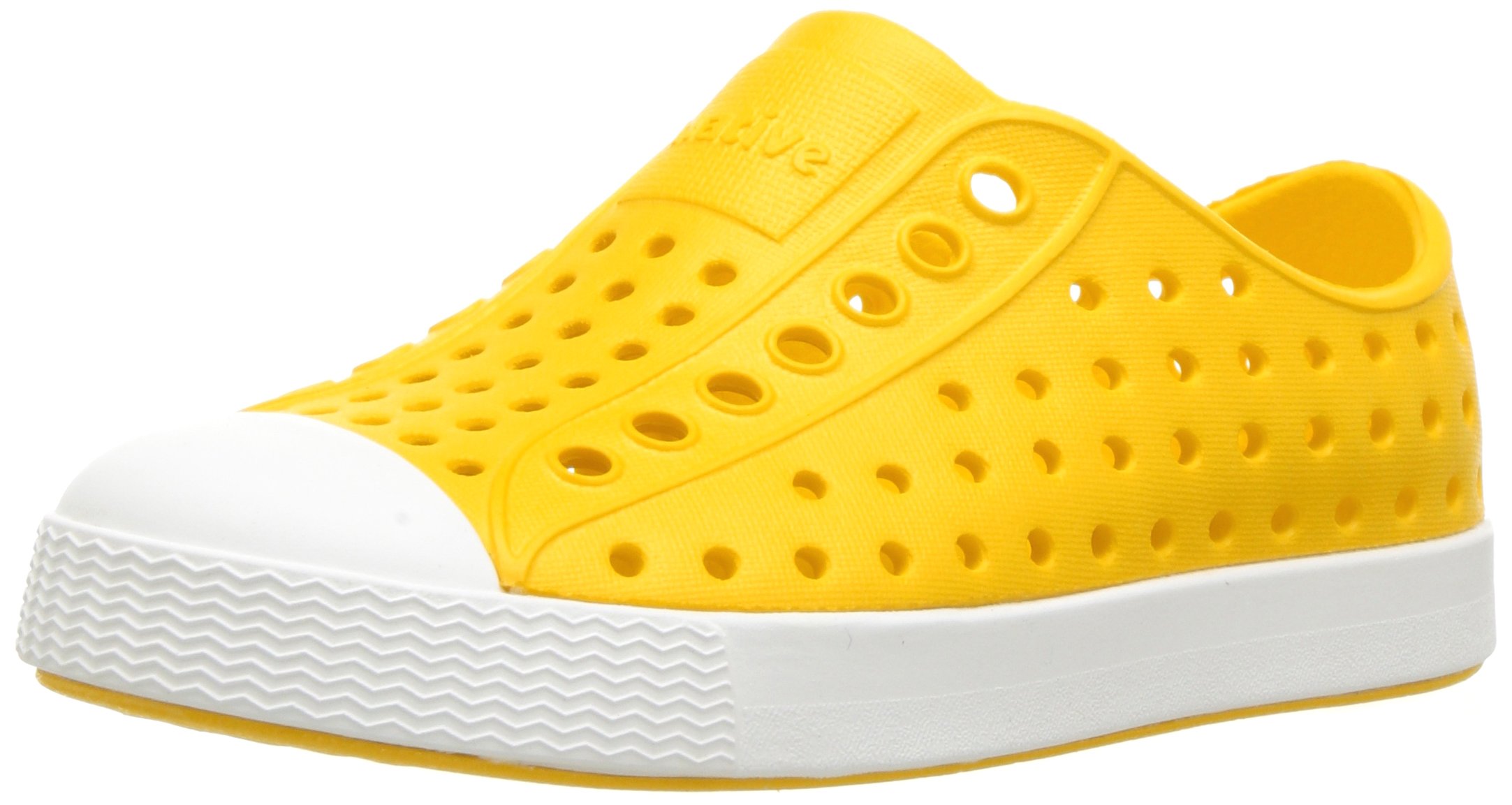 Native Shoes, Jefferson Child, Kids Lightweight Sneaker, Crayon Yellow/Shell White, 4 M US Big Kid