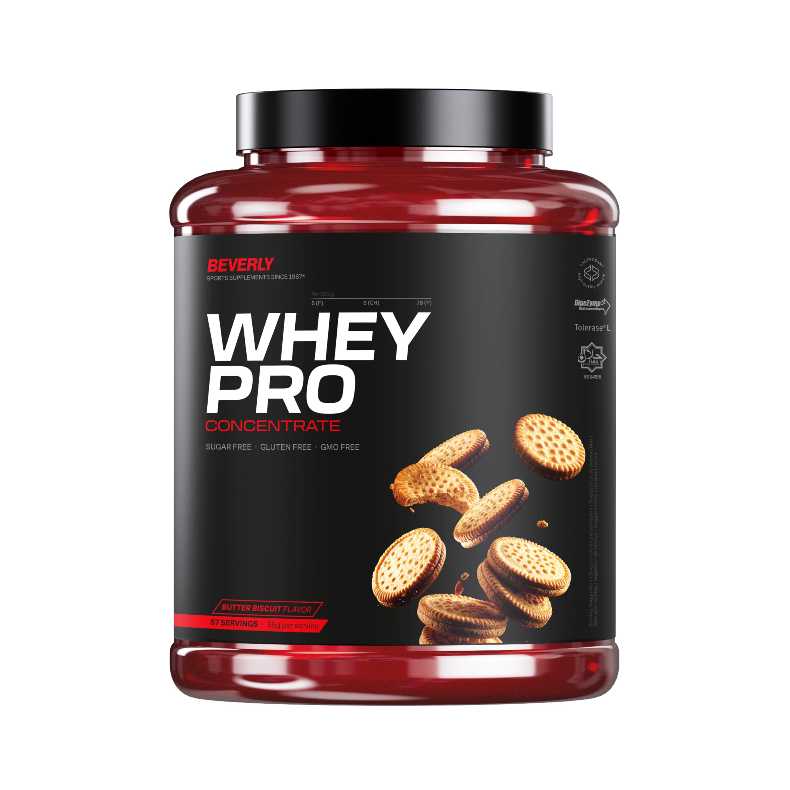 Beverly PACK WHEY PRO | Whey Protein Concentrate Premium + Creatina 300 g | 28 g Proteína por Toma | 58 Servicios Proteína | 100 Servicios Creatina (Butter biscuit)