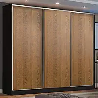 Guarda Roupa Casal 100% MDF Madesa Zurique 3 Portas de Correr - Preto/Rustic