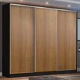 Guarda Roupa Casal 100% MDF Madesa Zurique 3 Portas de Correr - Preto/Rustic