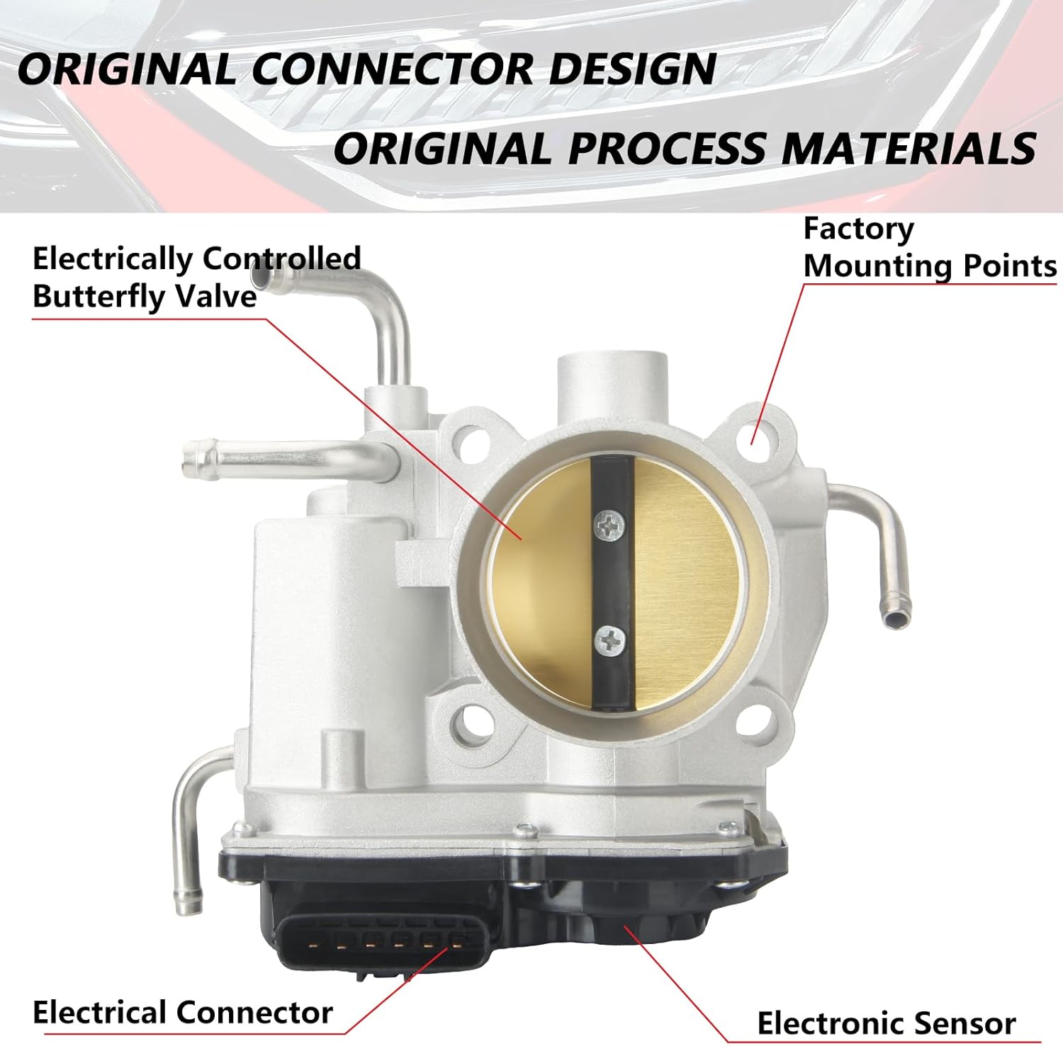 22030-28070 Throttle Body Assembly Replacement for Camry 2007-2011 Corolla 2009-2012 Matrix 2009-2013 RAV4 2006-2008 Solara HS250h tC xB Vibe 2.4L L4 with 4 pipes
