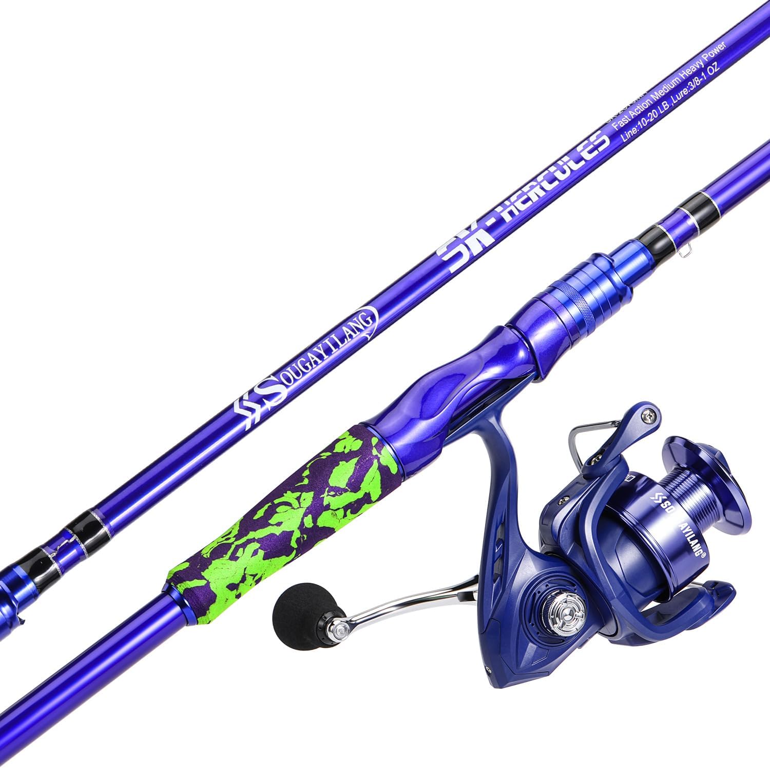 Sougayilang Inshore Saltwater Fishing Rods Combo, 7-Foot Spinning Rods and Casting Rods with Spinning/Trolling Reel 7'0"spinning Rod With 4000 Reel