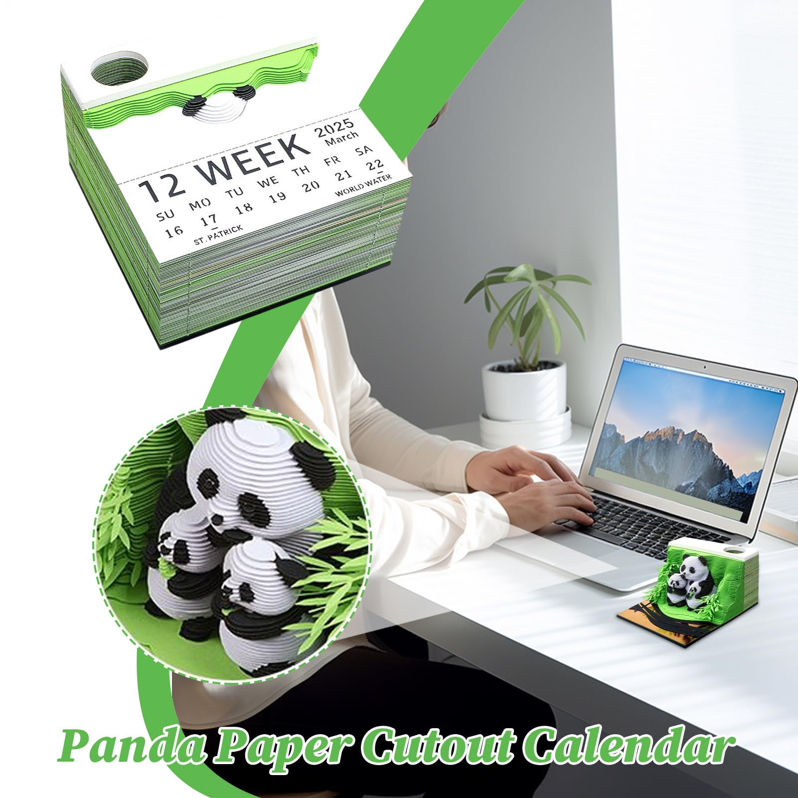 Kalendarz 3D biurko 2026 – Panda Tear Away kalendarz 3D, dekoracyjny notatnik biurko, stolik nocny, do szko?y, domu, biura, freelancerów, nauczycieli, studentów