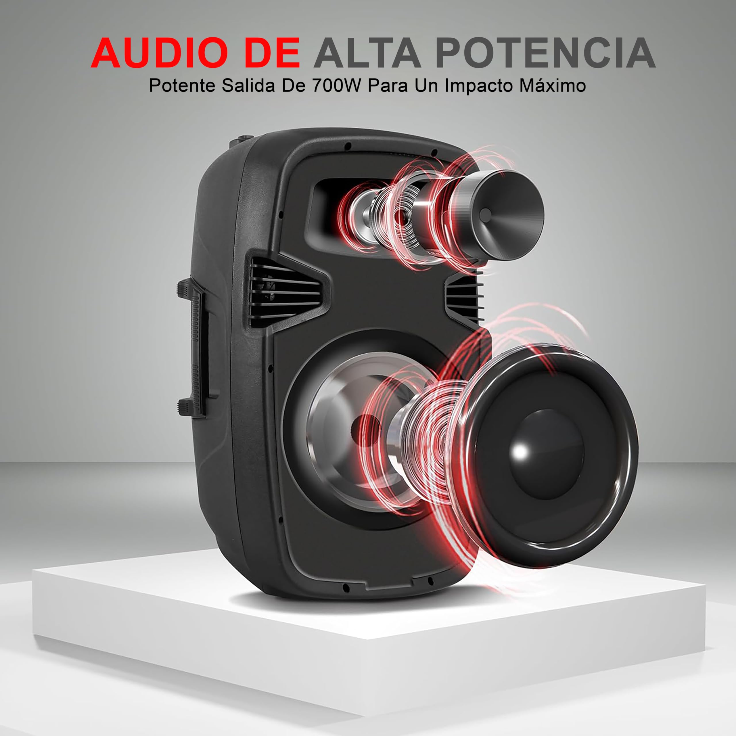 Pyle Altavoz autoamplificado Bluetooth, 8”, PA, Profesional, 700W, Activo, Pasivo, Exteriores, USB/SD/MP3 aux, Pack de 2, Tripodes, Karaoke, Microfono, Control Remoto, Color Negro