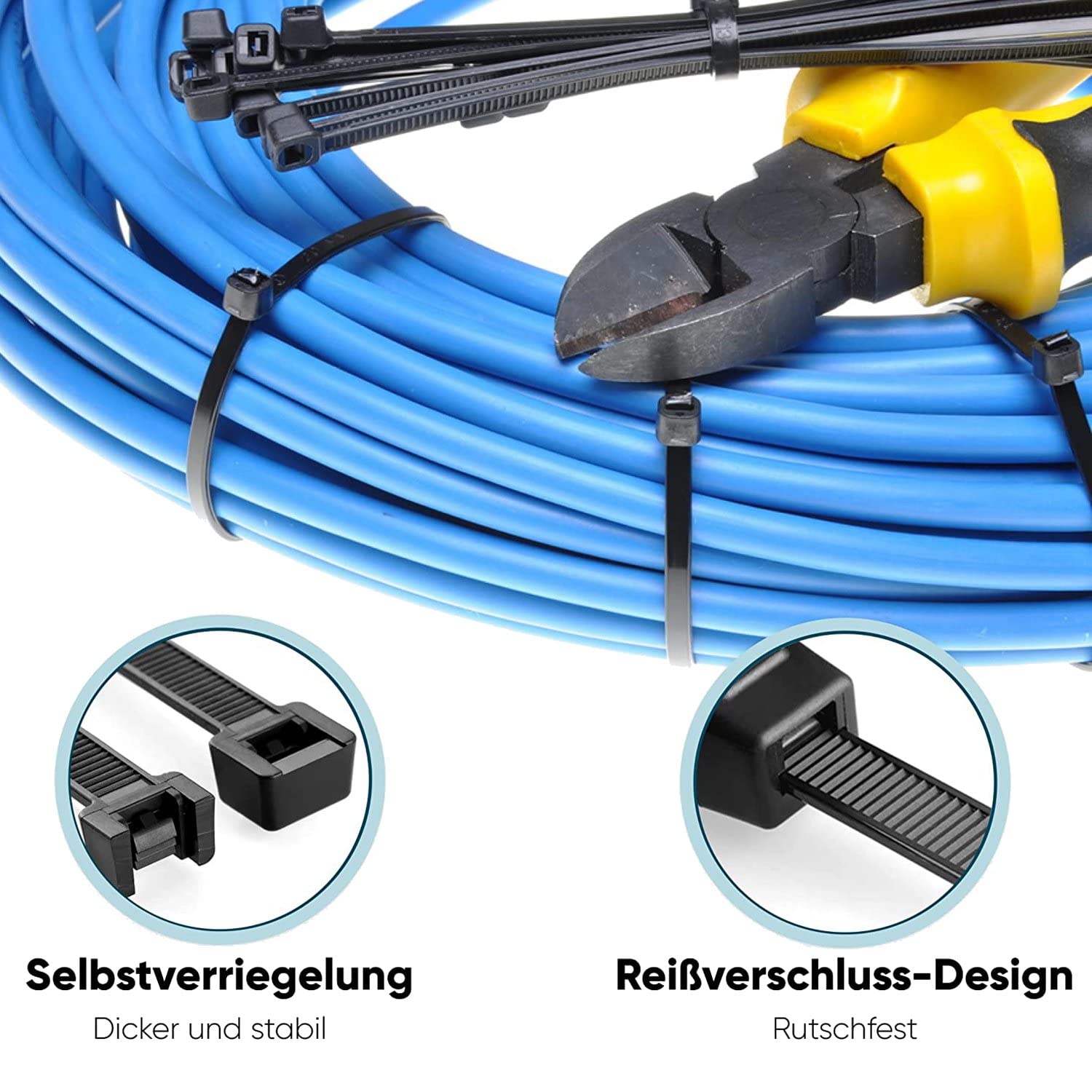Set Di 500 Fascette Stringicavo MC POWER – 5 Misure: 100, 140, 160, 200, 300 Mm, Colore Nero, UV Resistenti