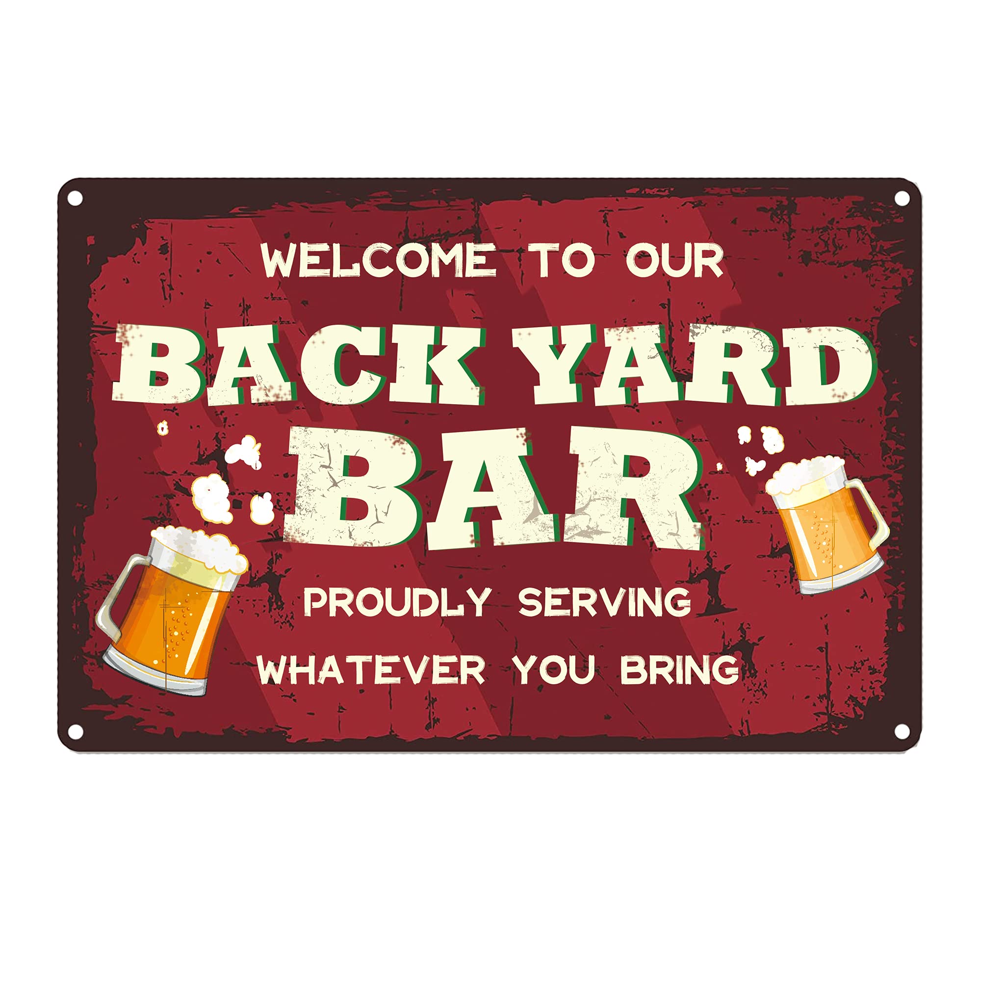 Yepyayqvk Tin Sign 477 Welcome To Our Backyard Bar Sign Metal Signs Vintage Wall Decor Hanging Plaque Tin Sign For Man Cave, Home Bar, Pub, Beer Club 6X8 Inch