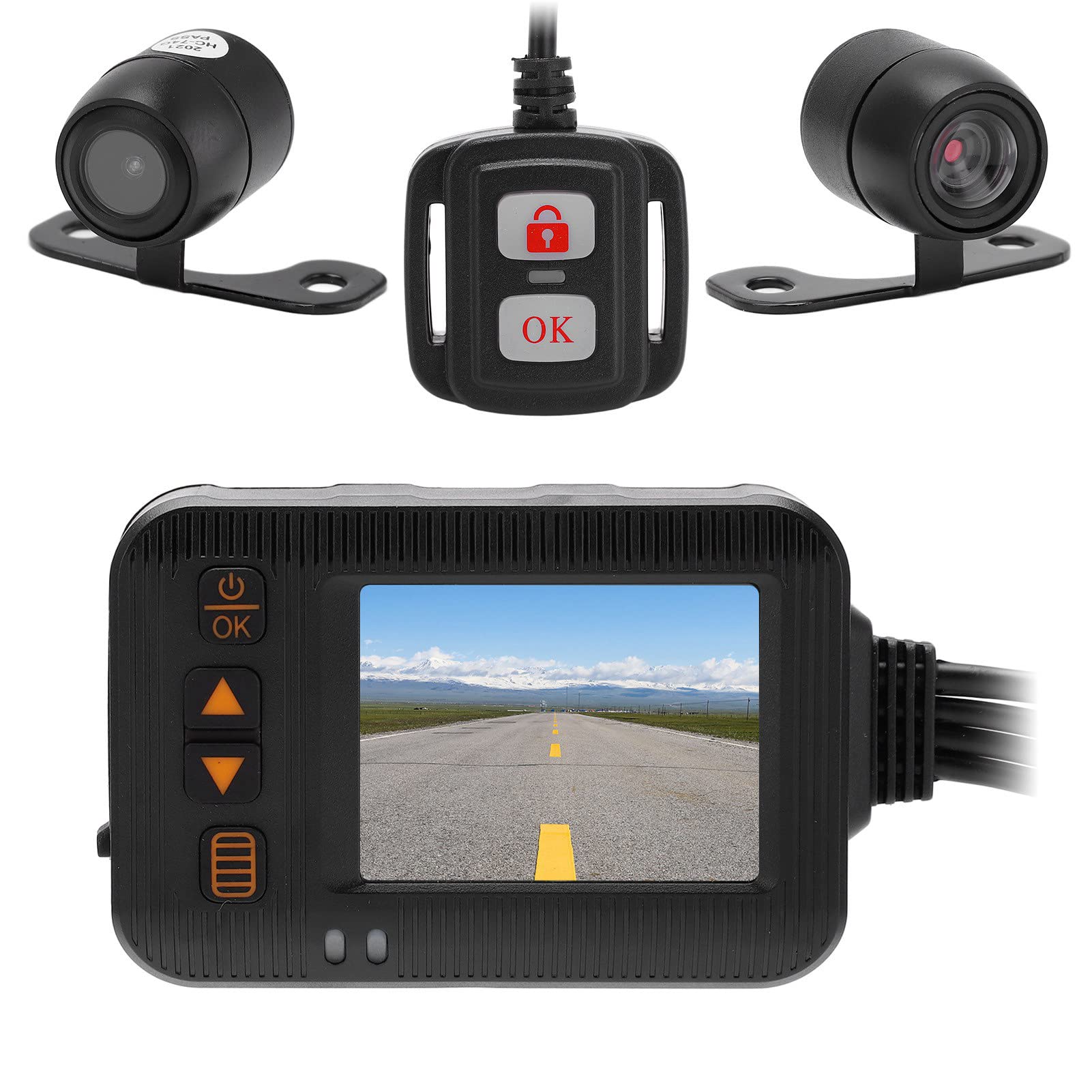 Yctze Kamera na deskę rozdzielczą Motocykla Kamera Przednia i Tylna 1080P + 720P AHD z Dwoma Obiektywami 2-calowy Wyświetlacz IP65 IP67 Odporny na Deszcz Nagrywanie w Pętli Tryb