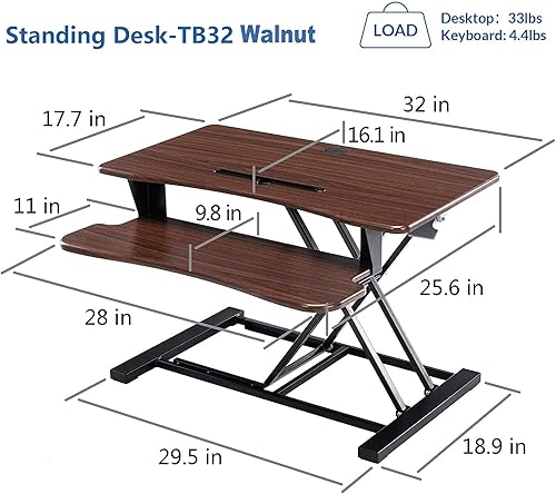 Miniatura 2 de Legend Vansen Convertidor de escritorio de altura ajustable ancho para portátil o estación de trabajo de monitor doble, 32 pulgadas, nogal