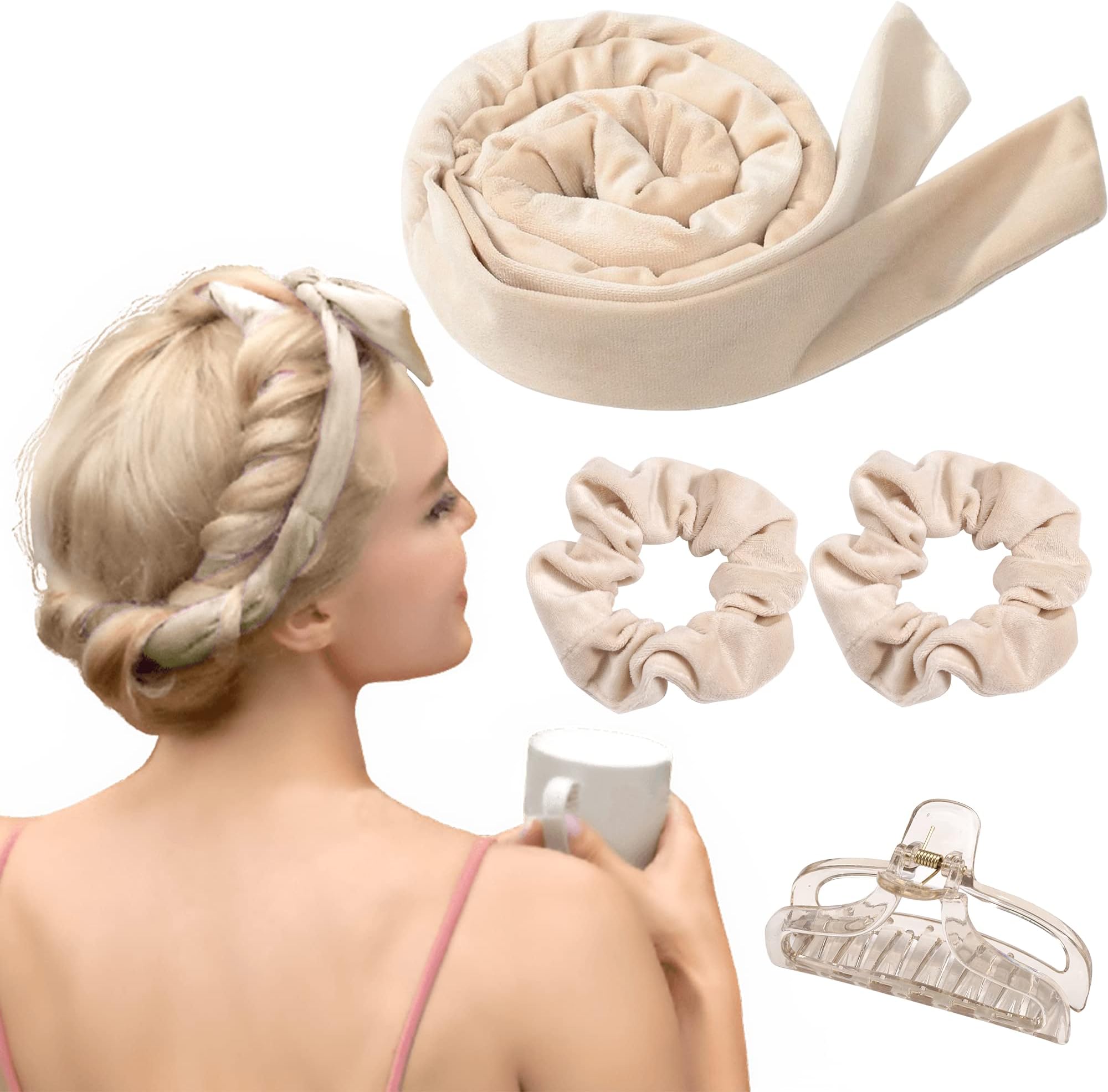 Qearl Heatless Hair Curler, Natural Wave Curling Rod Headband, Upgraded Soft No Heat Curlers To Sleep In, Overnight Curls For Women