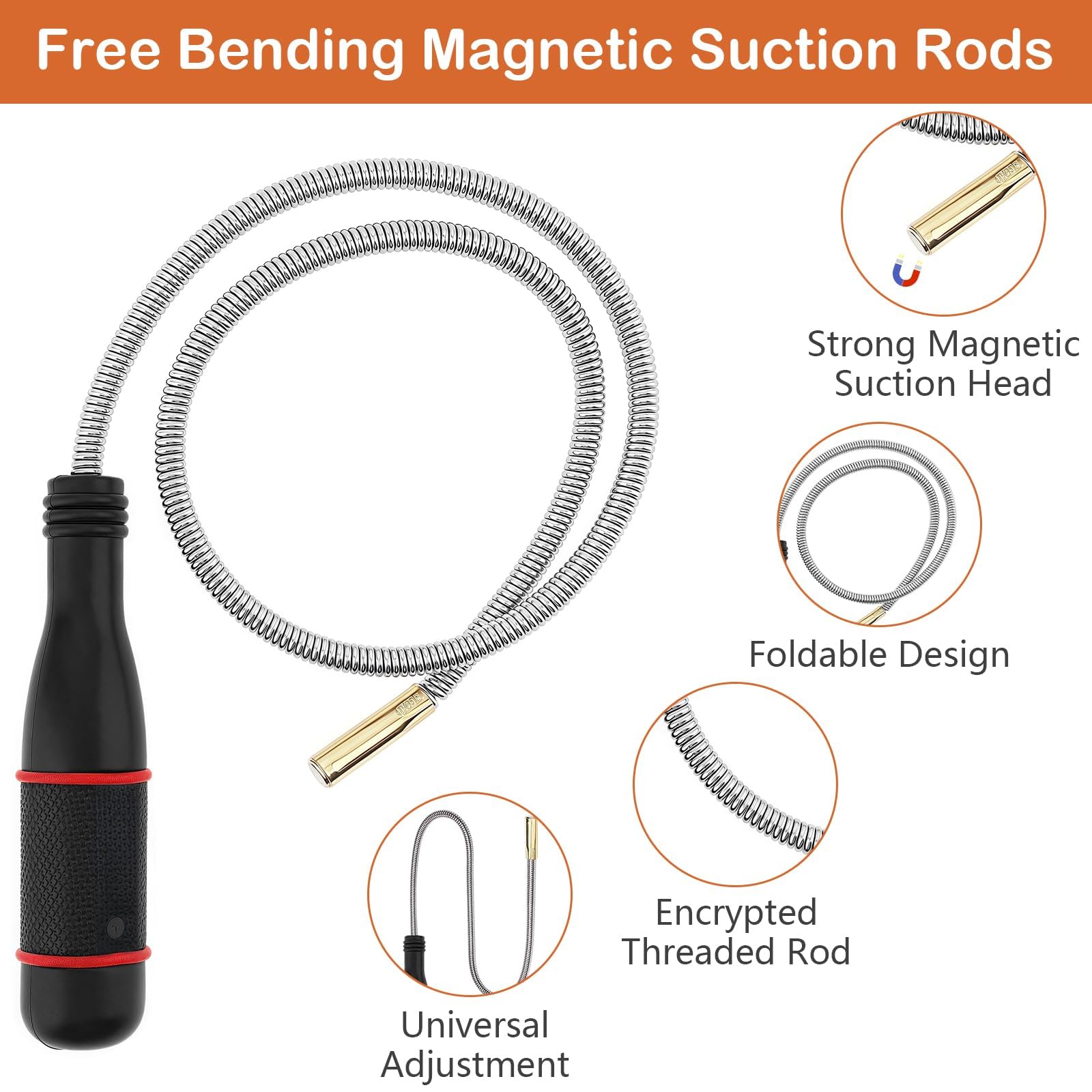 3Pcs Magnetic Pickup Kit, 8LB/10LB Portable Magnet Handheld Tool, 60CM Flexible Magnetic Rod - Image 4