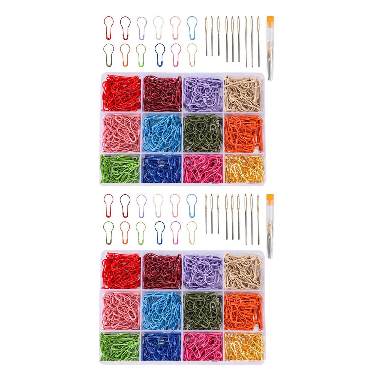 Msioytog 1200Pcs Knitting Safe Pin Metal Crochet Stiching Marker with 18 Large Eye Yarns Needle Supplies