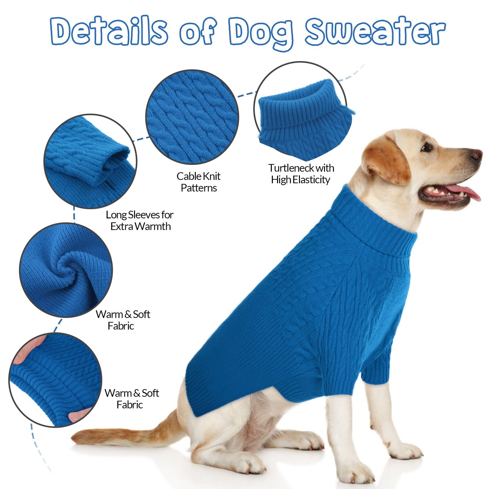 CITÉTOILE Maglione per Cani,Maglione per Cani Lavorato a Maglia per Cani di Piccola e Media Taglia,Cappotto per Cani Maglione Lavorato a Maglia a Collo Alto Lavabile,Cappotto Invernale Comodo Morbido