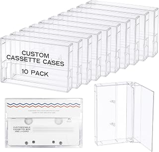 10 Pack Customizable Plastic Cassette Cases with Personalized Printed J-Card Inserts for Retro Cassette USB Flash Drives