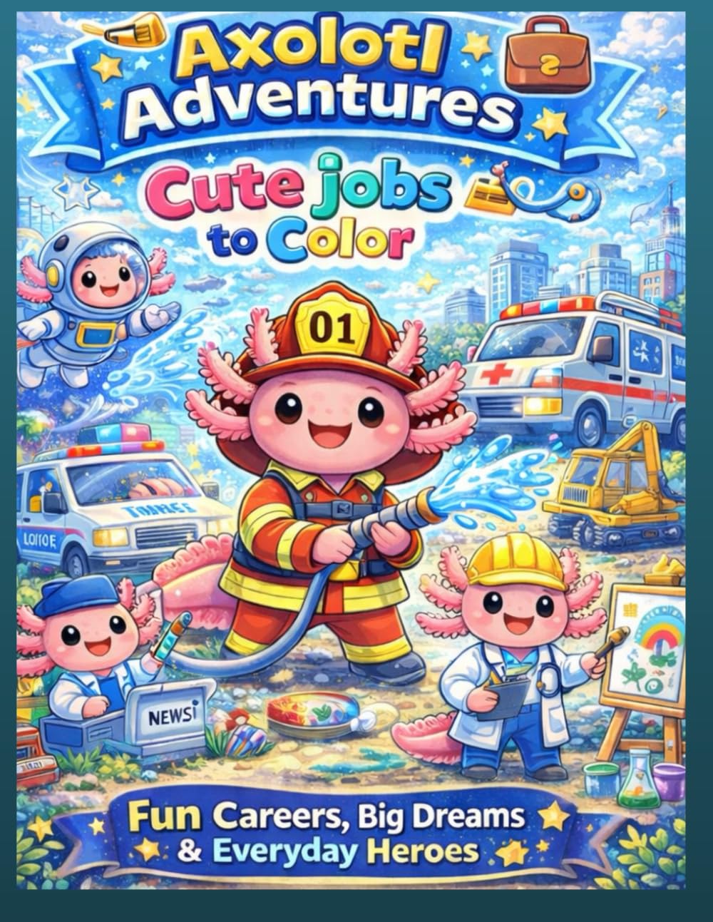Axolotl Adventures 4: Cute Jobs to Color: Fun Career Adventures & Imaginative Jobs for Kids