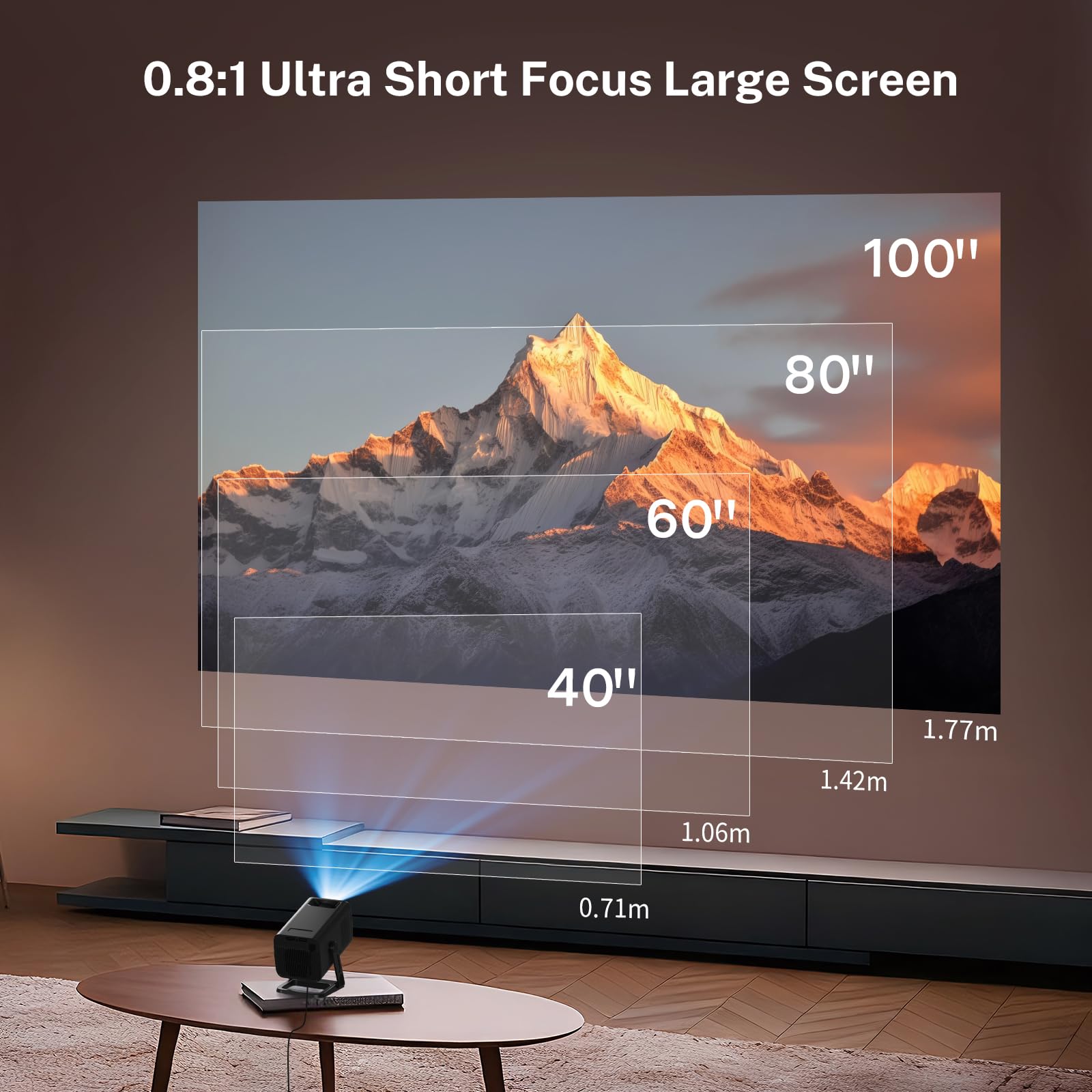 Mini Beamer mit Android 14, Klein Smart Projektor Native 720P (4K Dekodierung), WiFi 6 & Bluetooth 5.4, Auto-Keystone, Portable TV Projector Kompatibel mit iOS/HDMI/USB/iPhone, schwarz