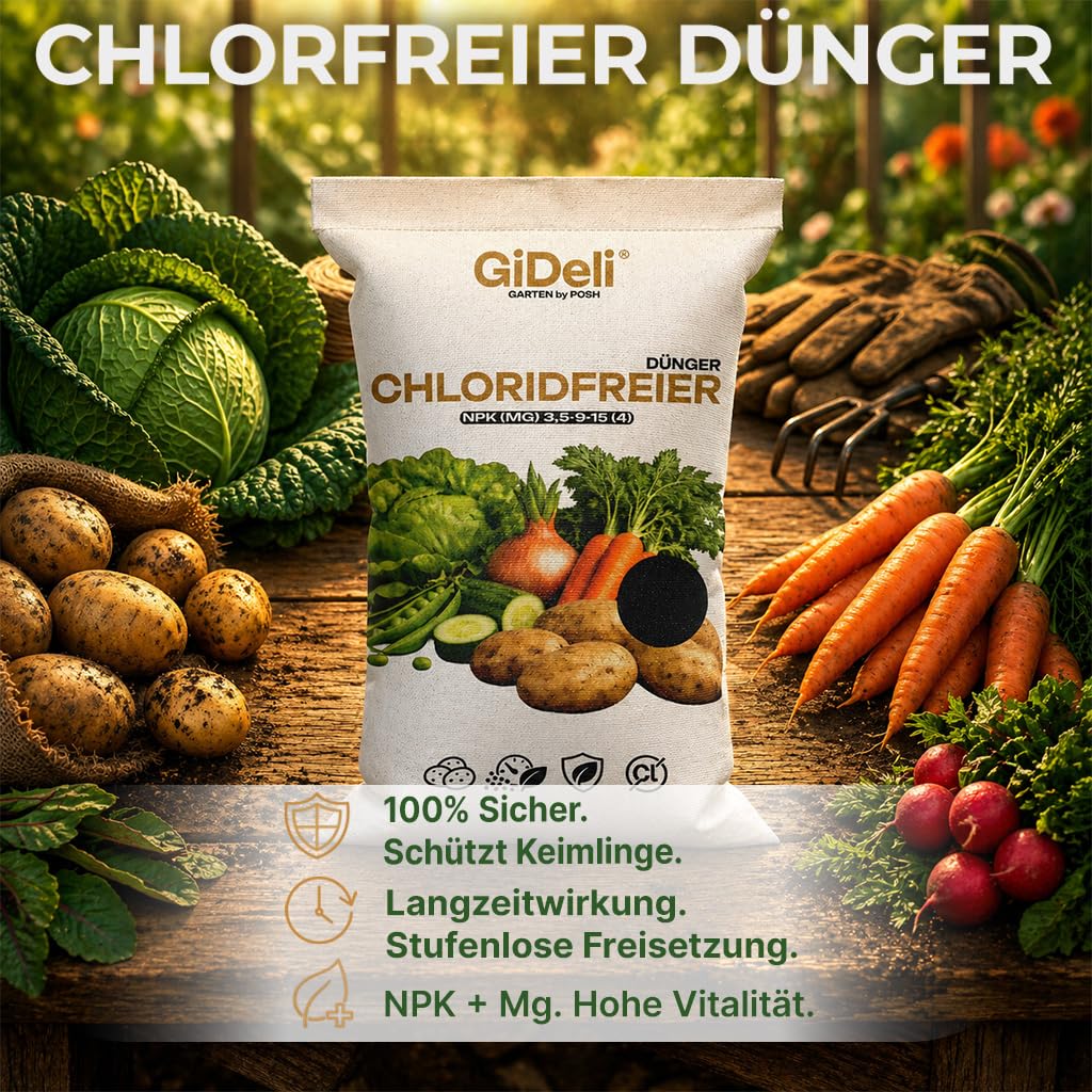 GiDeli Gemüsedünger Chlorfrei 25 kg Granulat NPK mit Magnesium