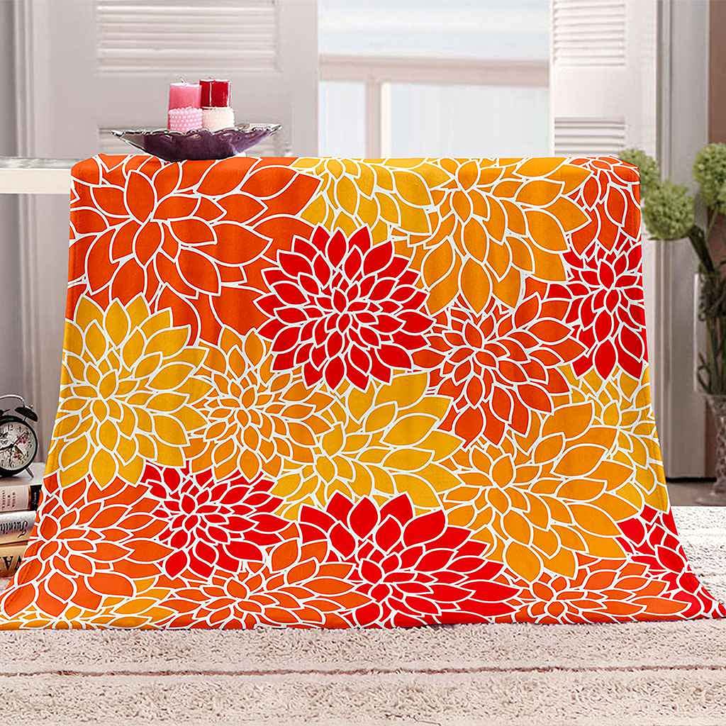Couverture chaude douce au toucher en flanelle microfibre rouge fleurs