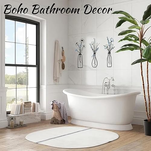 Miniatura 6 de SHOUNAJIA 3 Piezas de Decoración de Pared de Flores de Metal, Arte de Pared Rústico de Granja, Arte de Pared de Metal para Baño Dormitorio Sala de