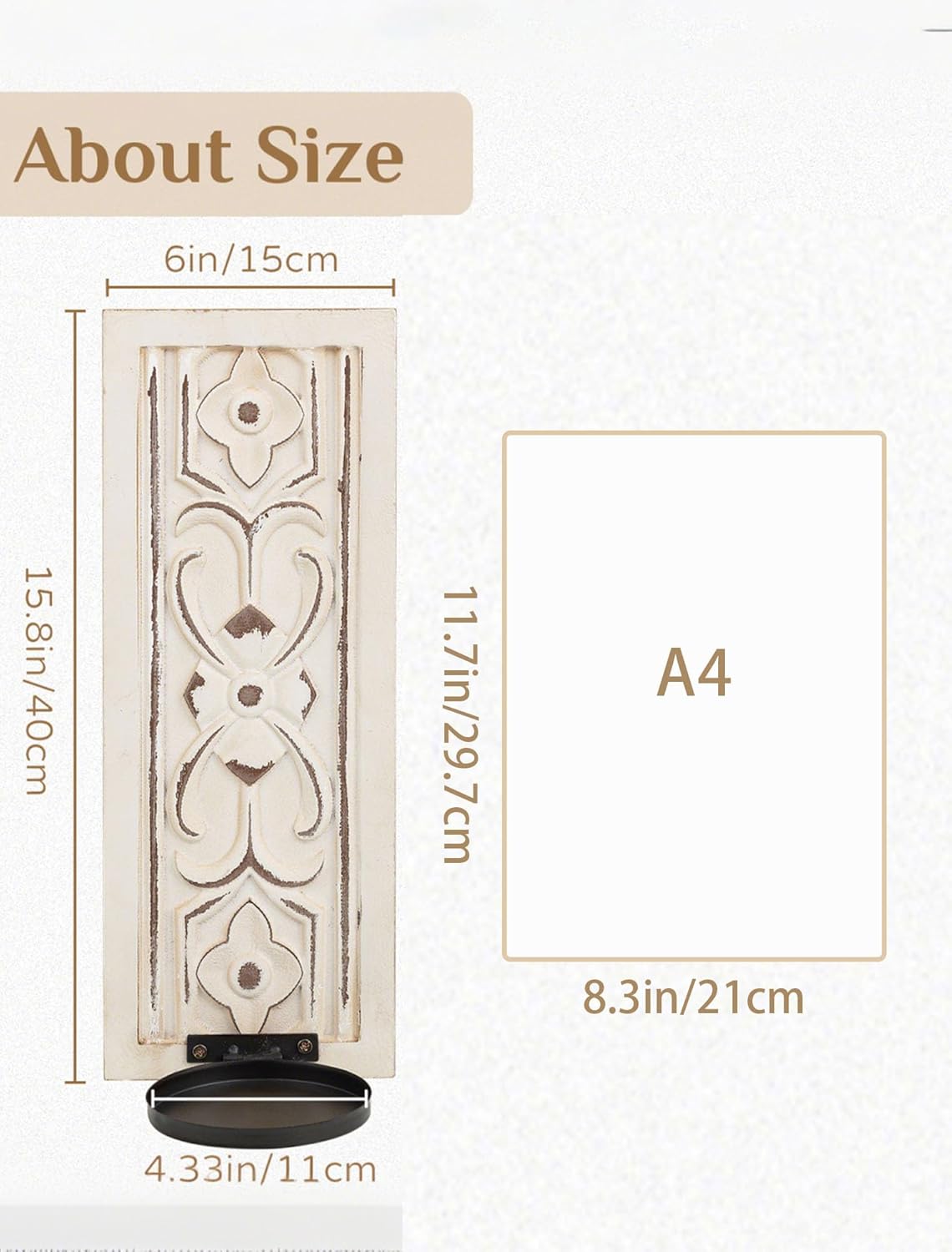 Rustic Candle Sconces Wall Decor Set of 2 - White Farmhouse Art Distressed Thickened Candles Shelf for Bathroom Bedroom Fireplace - Wood Wall Candle Holders for Pillar Candles Plants